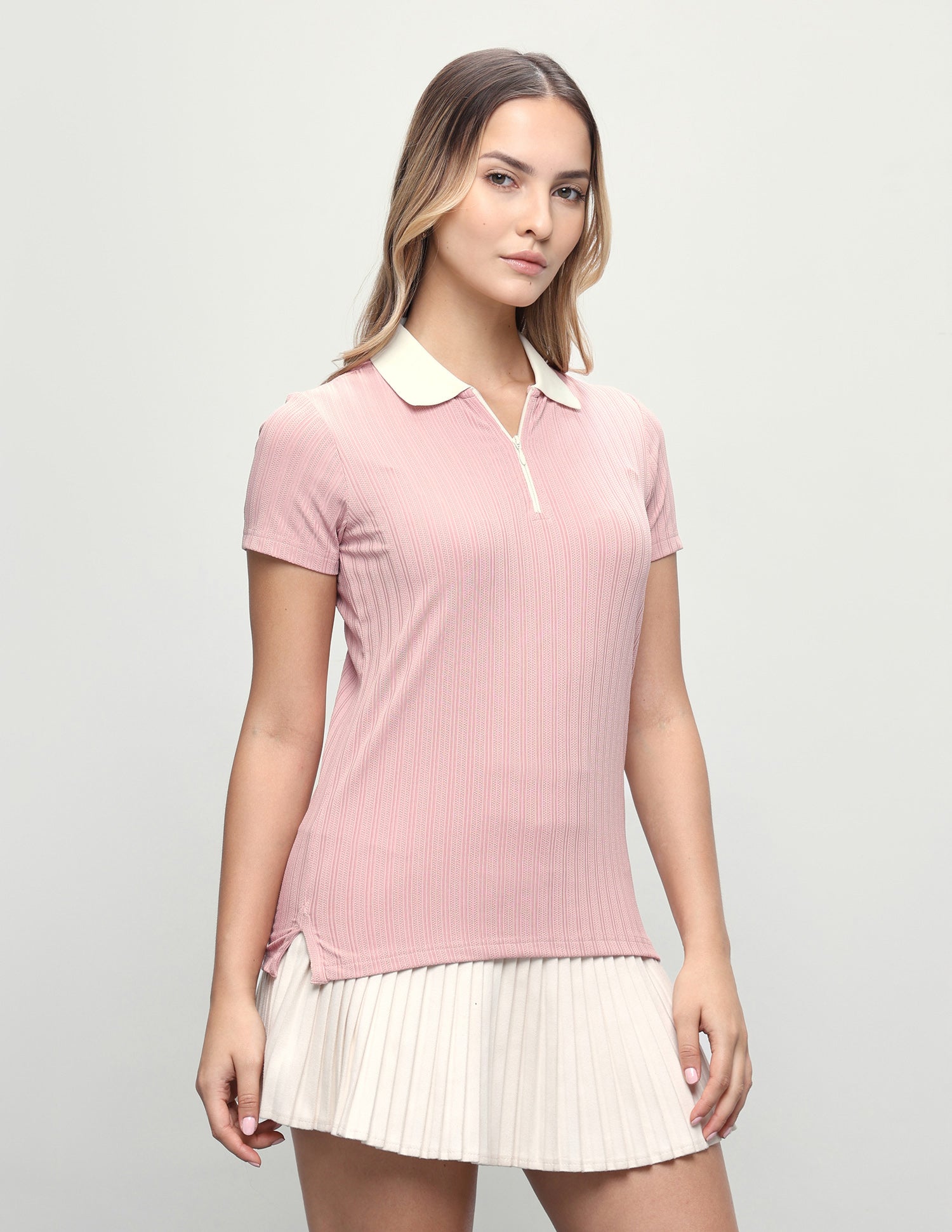 Self Design Vertical Striped Regular Fit Polo Shirt Pink - U.S. Polo Assn. India | Large