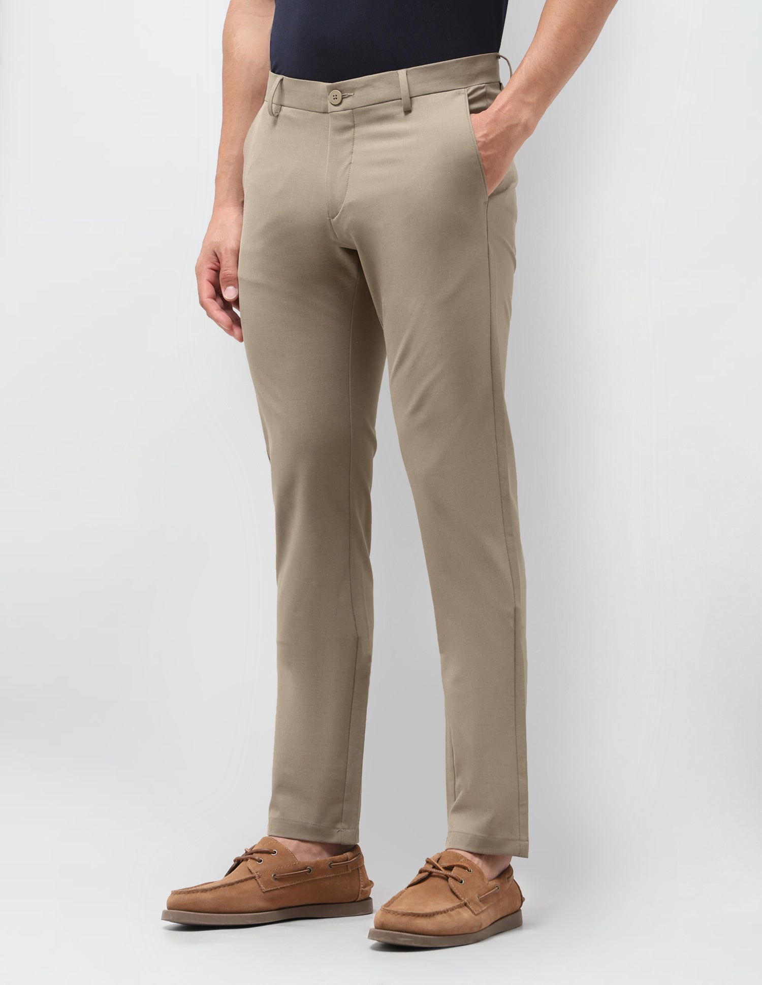 Solid Austin Slim Fit Trousers Light Khaki - U.S. Polo Assn. India | Large