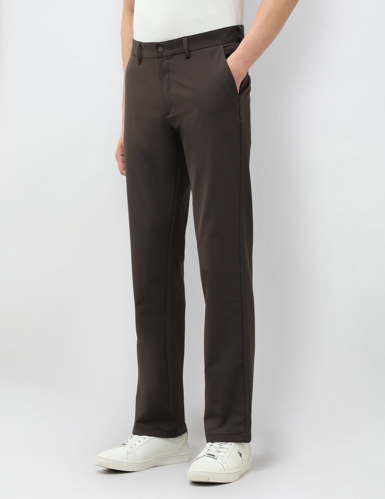 Satin Riley Straight Fit Trousers Choco - U.S. POLO ASSN. | Large