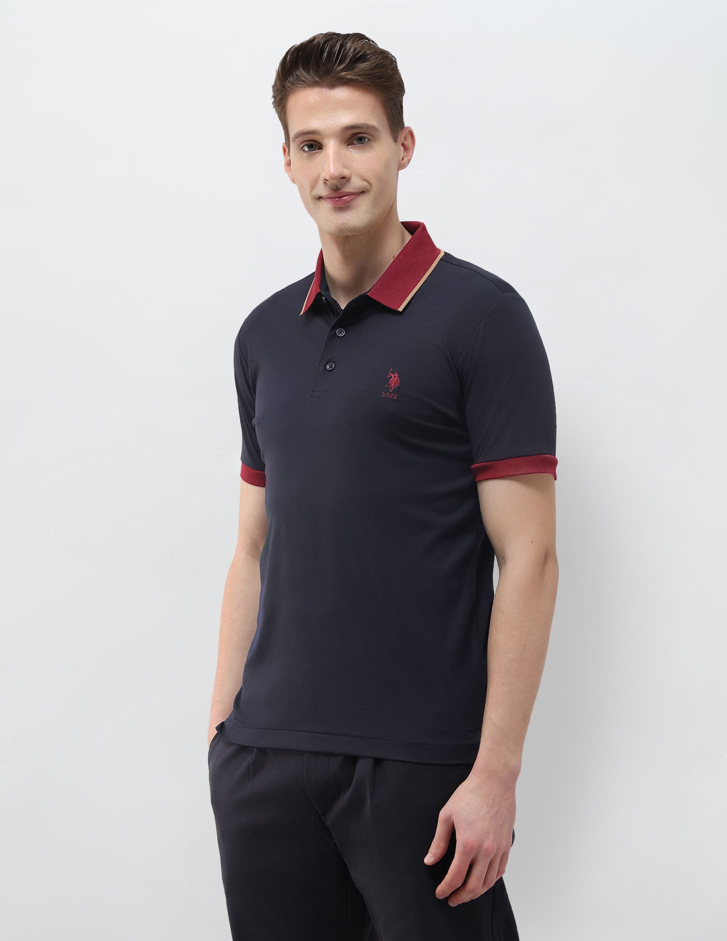 Solid Slim Fit Polo Shirt Navy - U.S. Polo Assn. India | Large