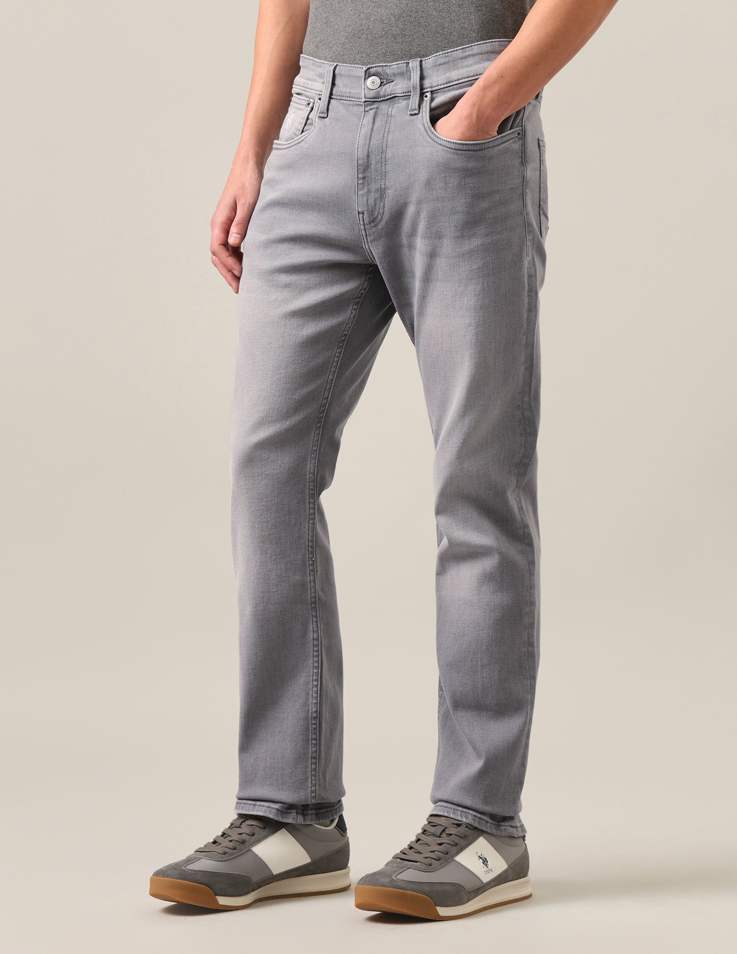 Harold Slim Straight Fit Grey Jeans Grey - U.S. Polo Assn. India | Large