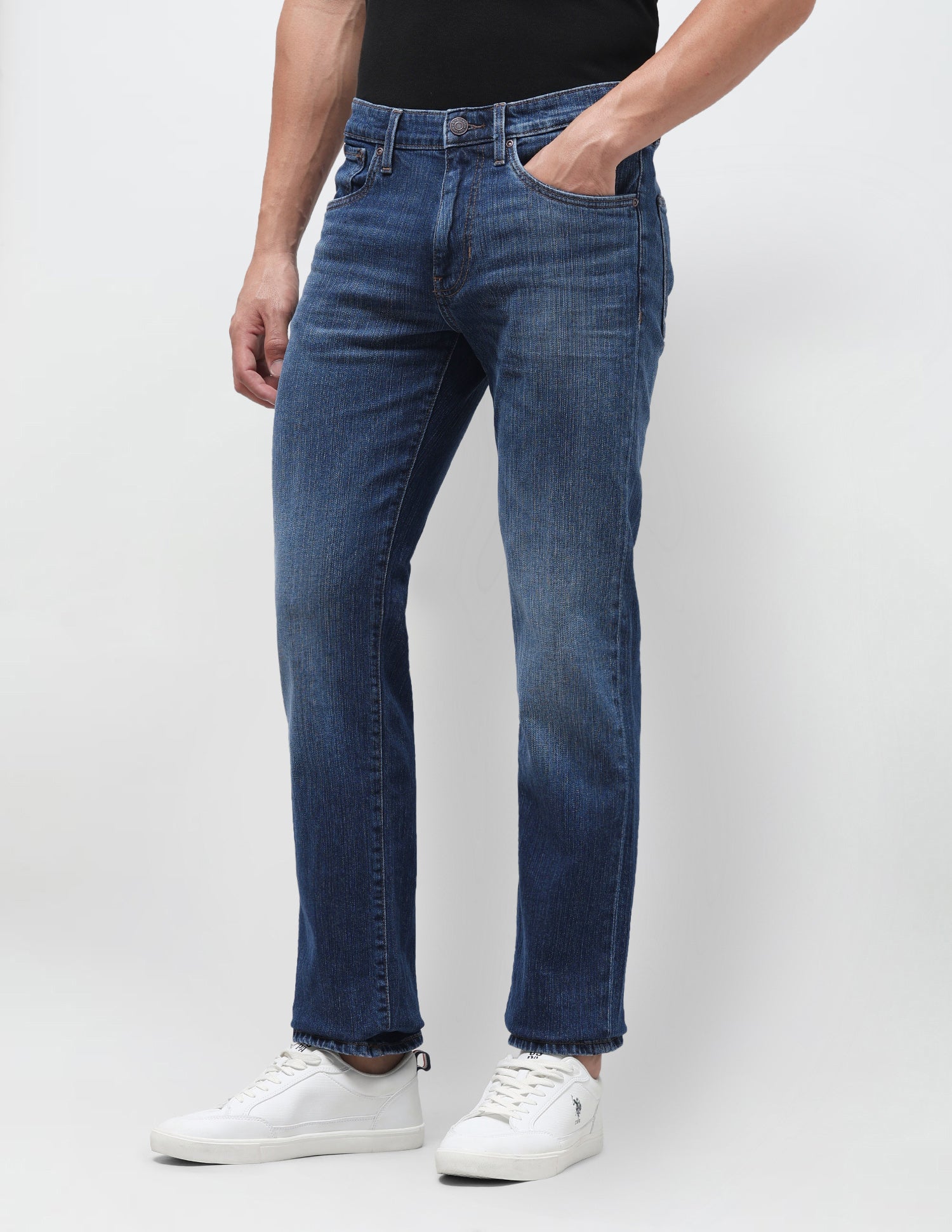 Harold Slim Straight Fit Blue Jeans Dark Blue - U.S. Polo Assn. India | Large