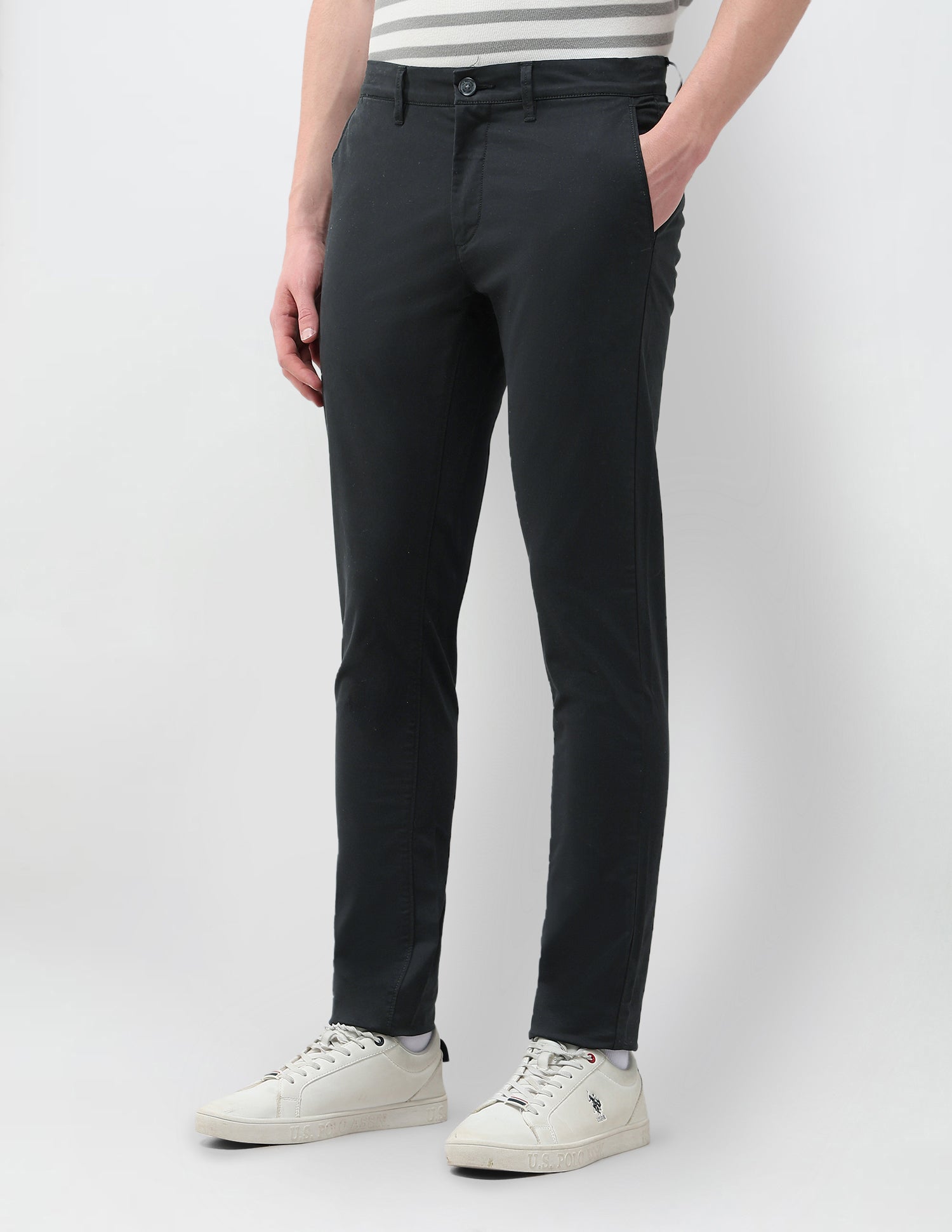 Austin Slim Fit Satin Trousers Black - U.S. Polo Assn. India | Large