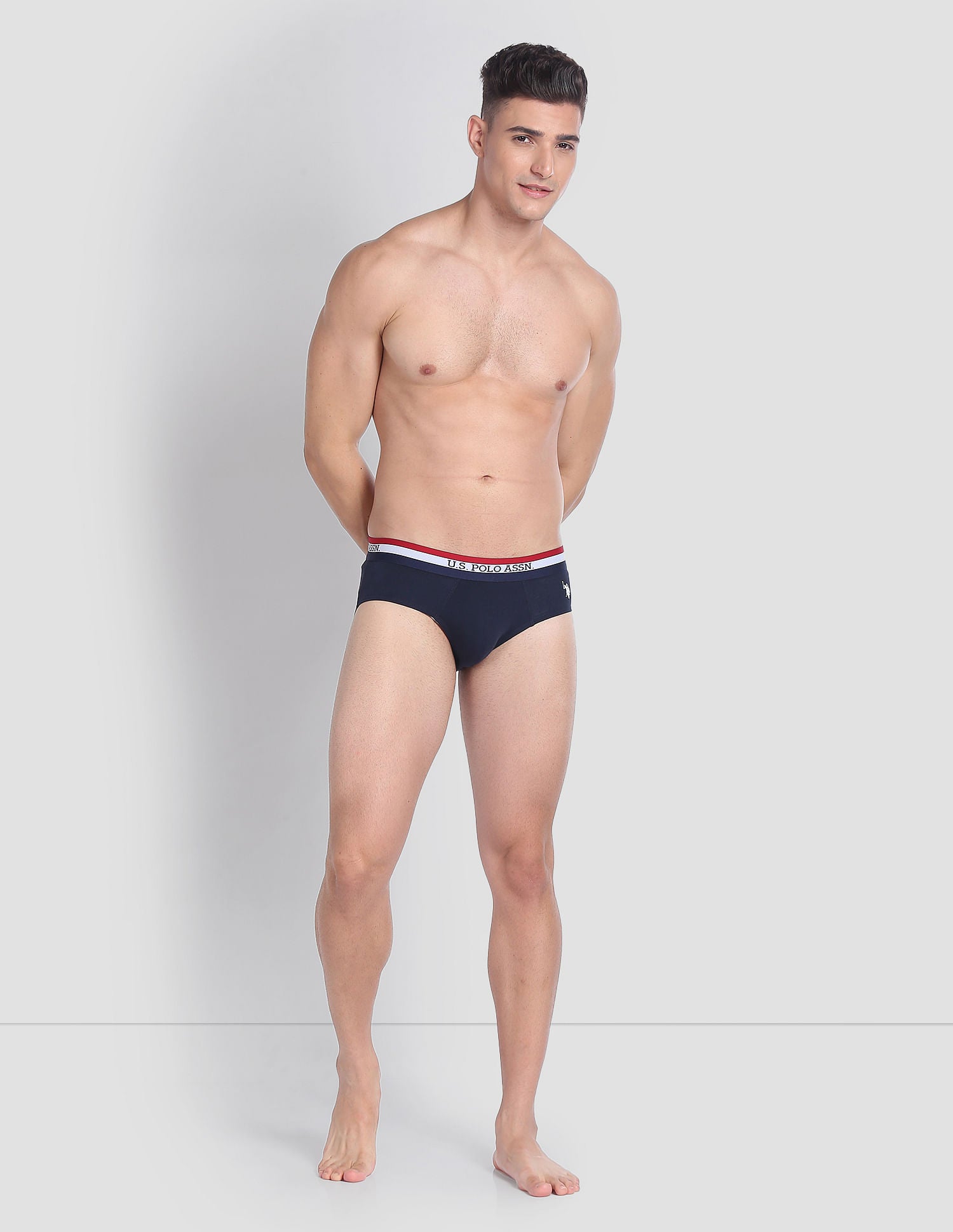 Elasticized Waist Solid EB002 Briefs  - Pack Of 3 Navy, White And Black - U.S. POLO ASSN. | Large