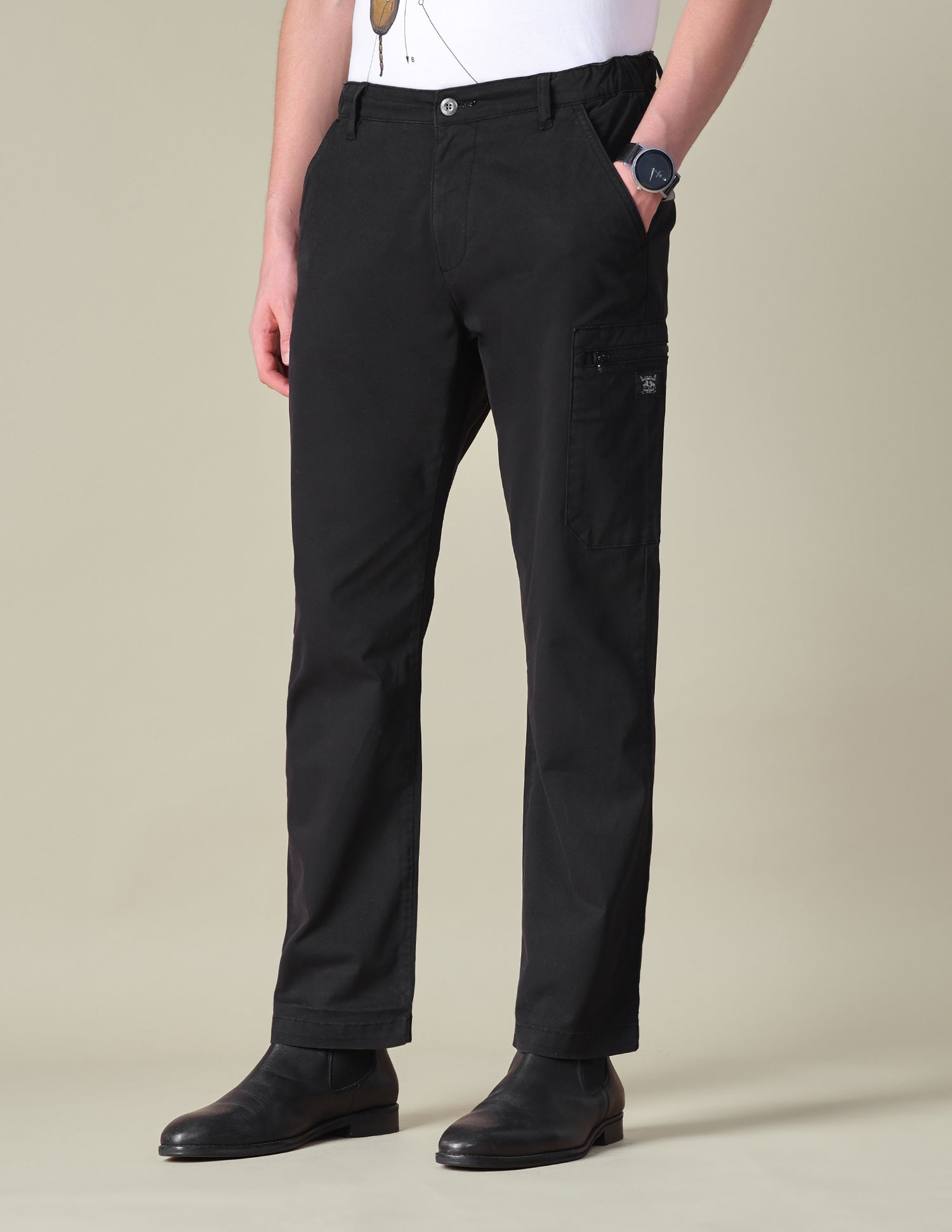 Solid Regular Fit Cargos Black - U.S. POLO ASSN. | Large