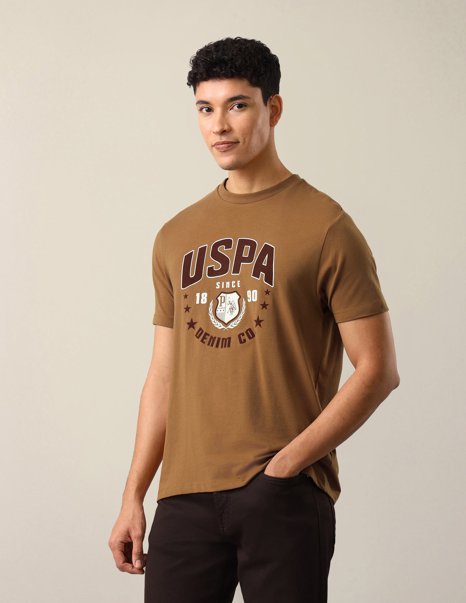 Graphic Brand Printed Slim Fit T-Shirt Bronze - U.S. Polo Assn. India | Large