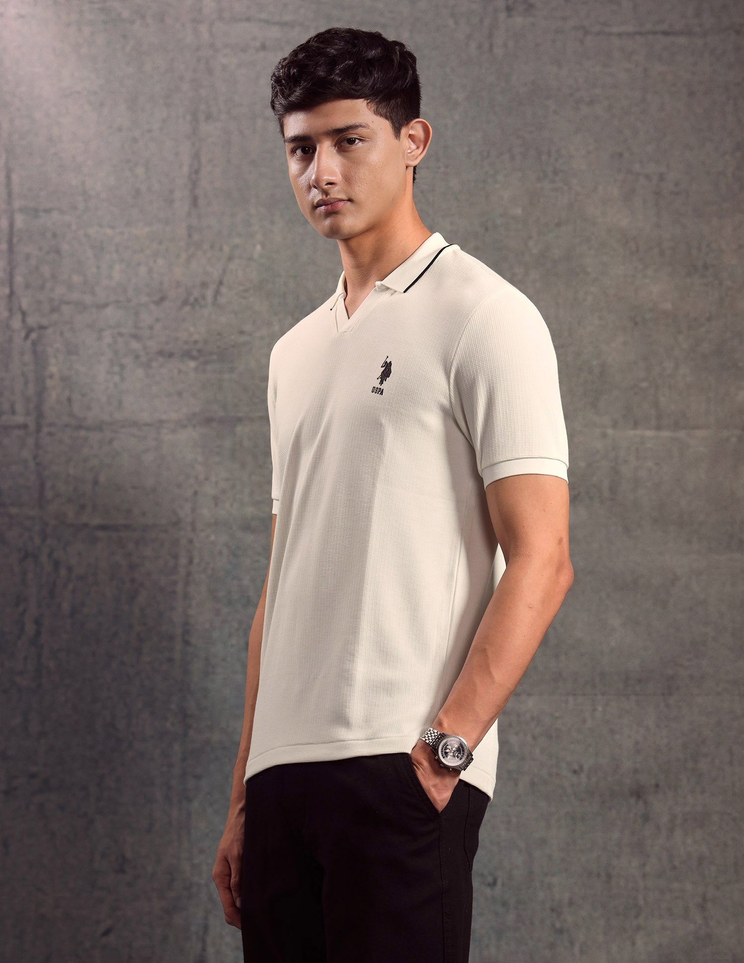 Textured Regular Fit Polo shirt Off White - U.S. POLO ASSN. | Large
