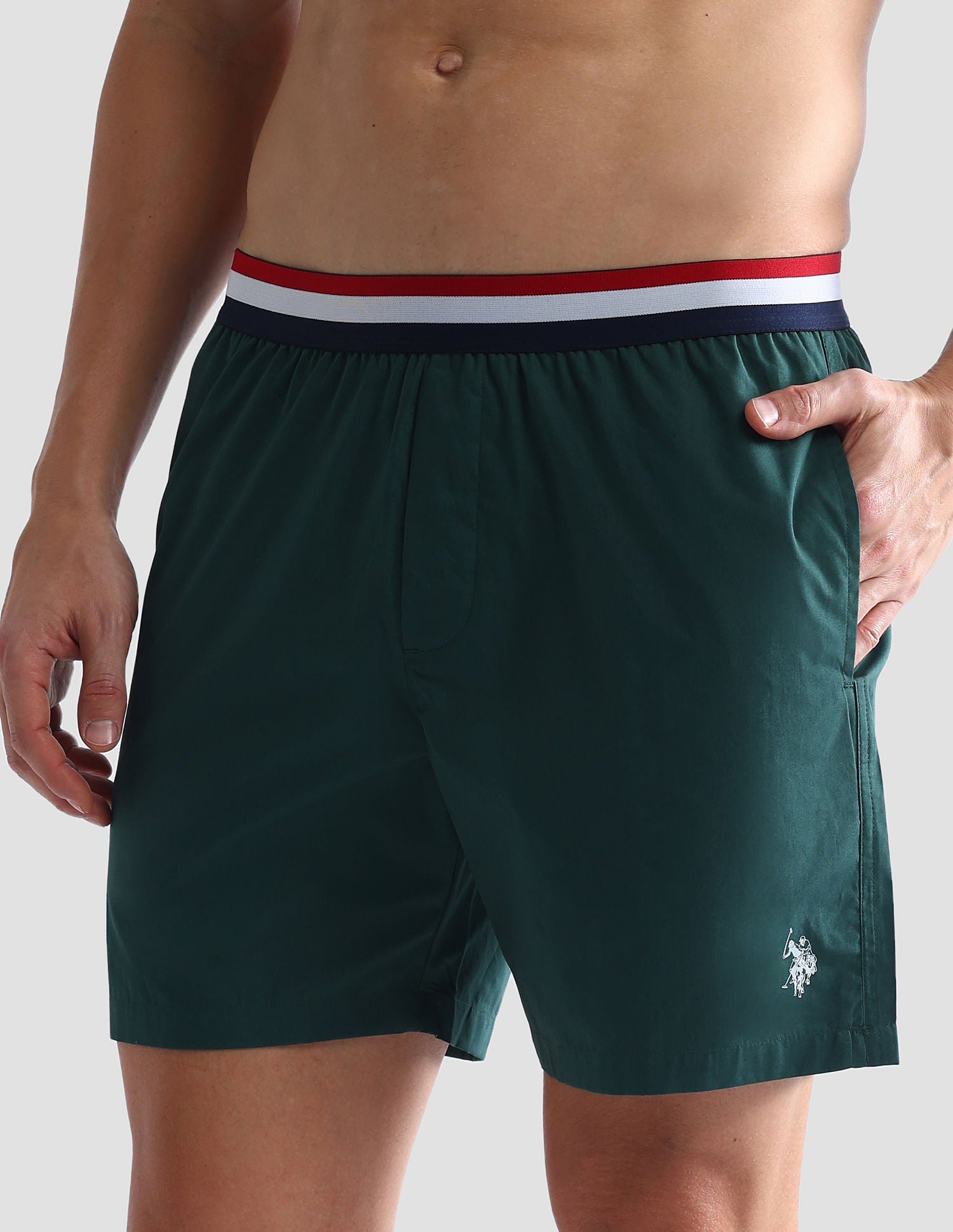 Pure Cotton Solid IYBE Boxers  - Pack Of 1 Green - U.S. POLO ASSN. | Large
