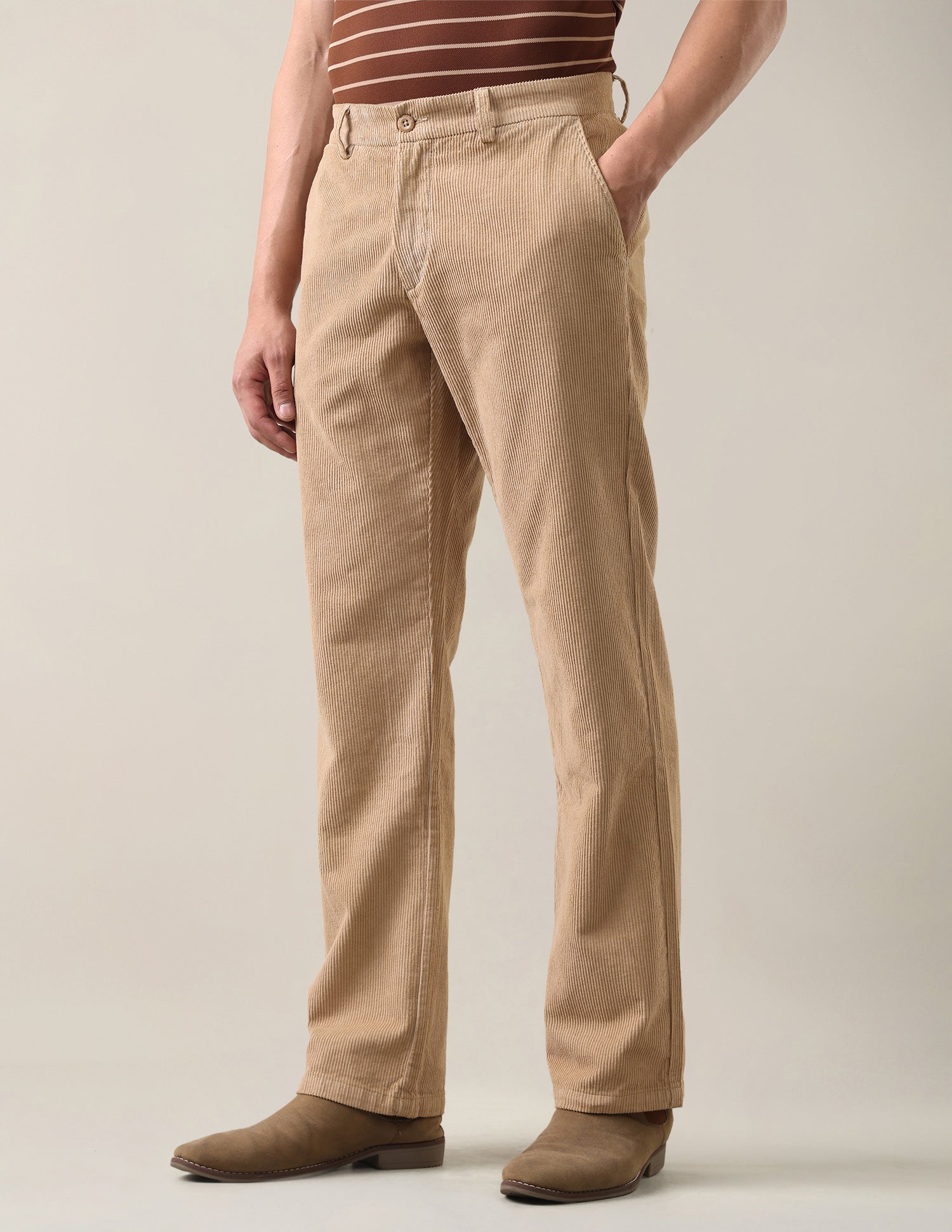 Corduroy	Riley Straight Fit Trousers Beige - U.S. Polo Assn. India | Large