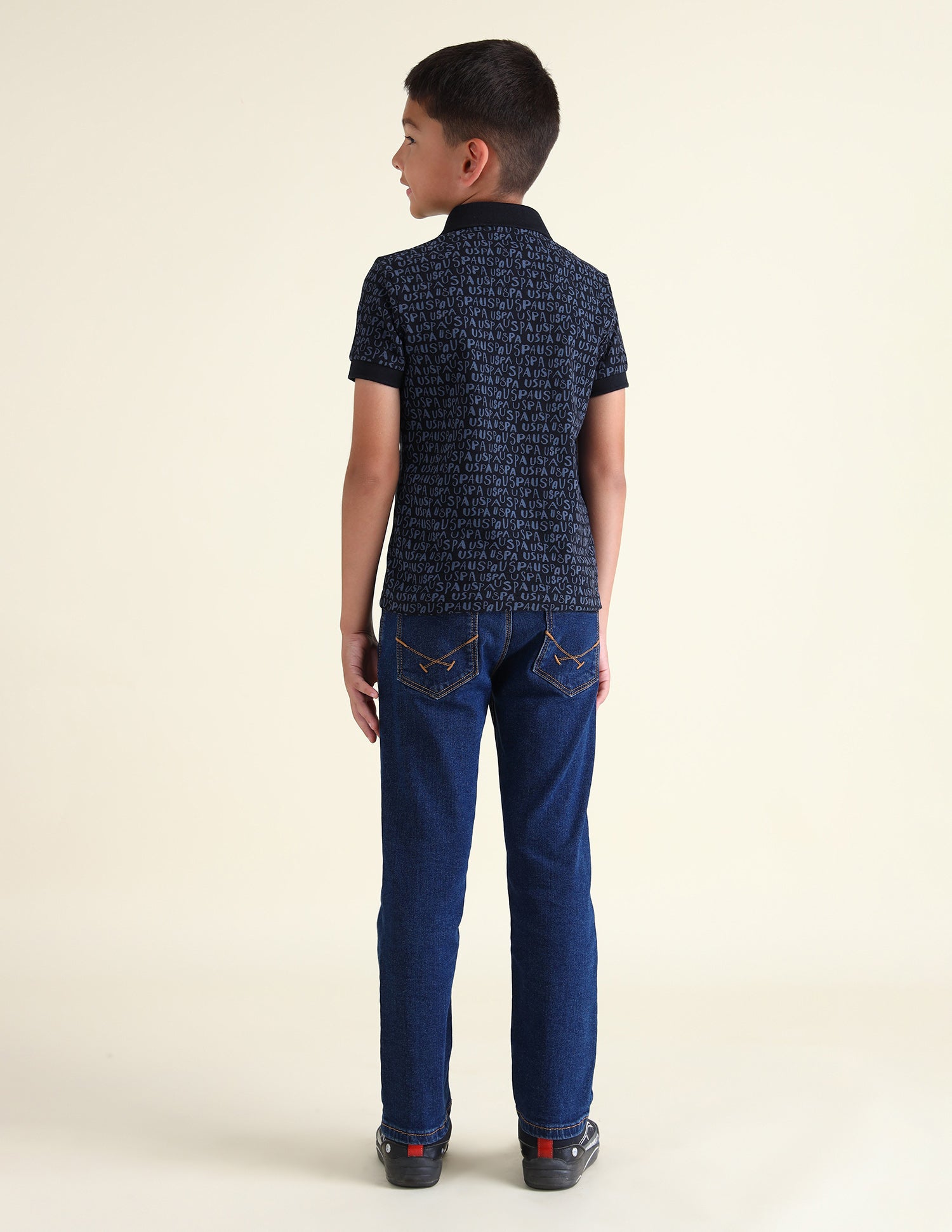 Boys Brand Printed Regular Fit Polo Shirts Navy - U.S. POLO ASSN. | Large