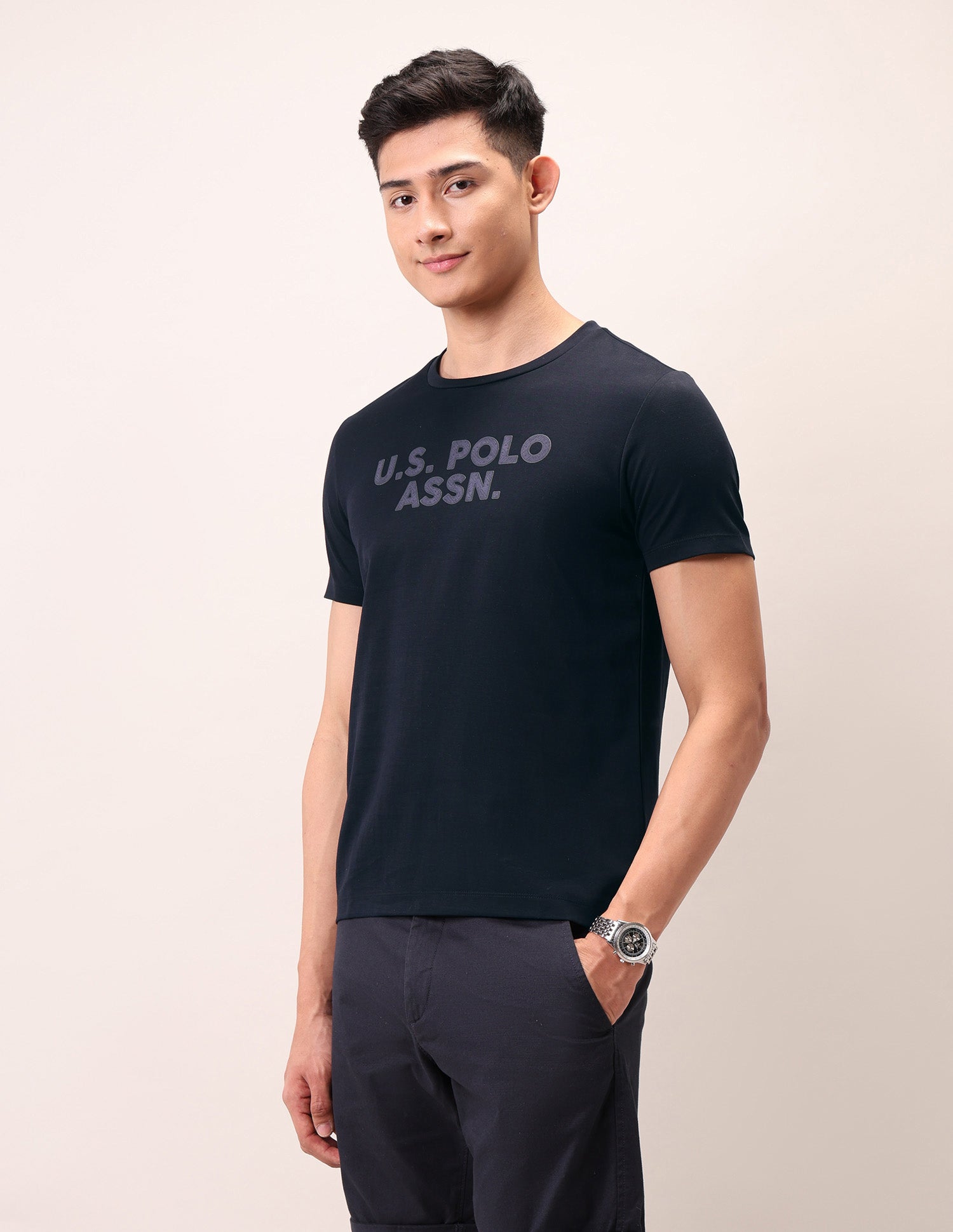 Brand Embossed Outdoor T-Shirt Navy - U.S. Polo Assn. India | Large