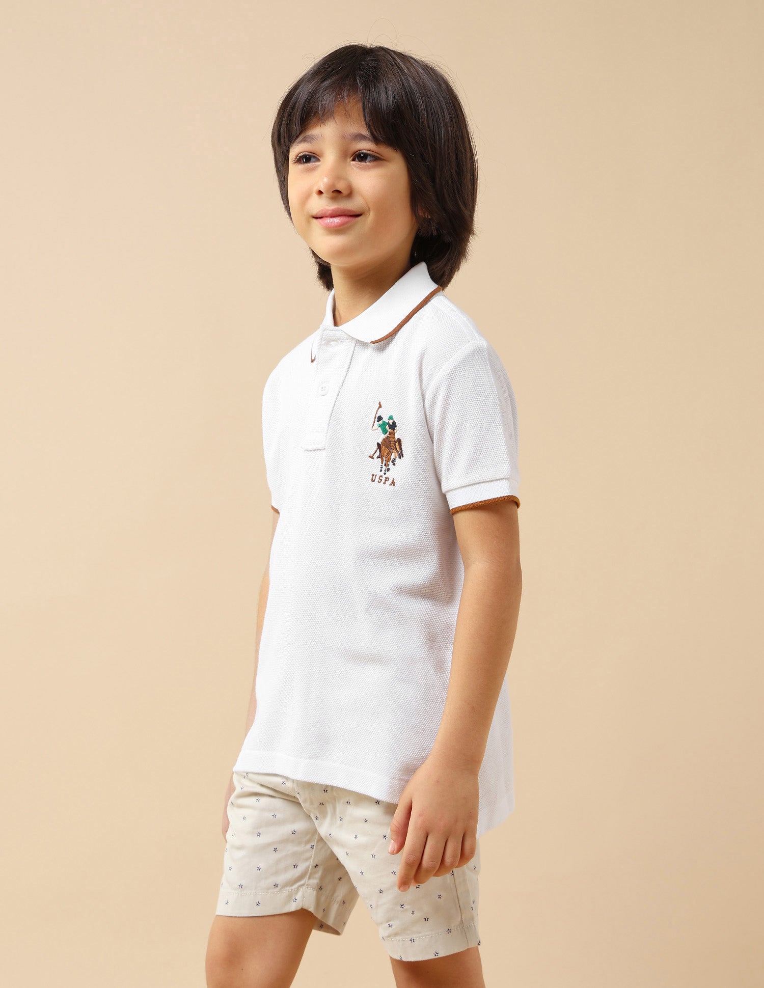Boys Graphic Brand Embroidered Regular Fit Polo Shirt White - U.S. POLO ASSN. | Large