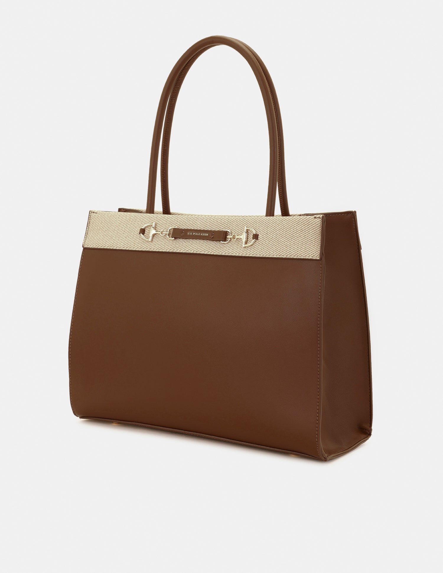 Women Alina Colour Blocked Satchel Bag Brown - U.S. POLO ASSN. | Large