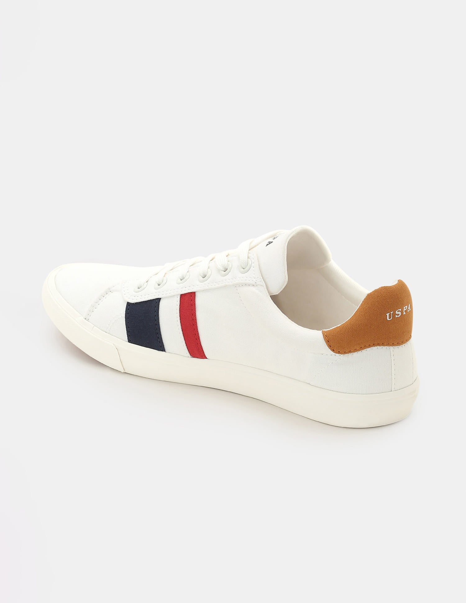 Men Striped Round Toe Abor 5.0 Sneakers Off White - U.S. Polo Assn. India | Large