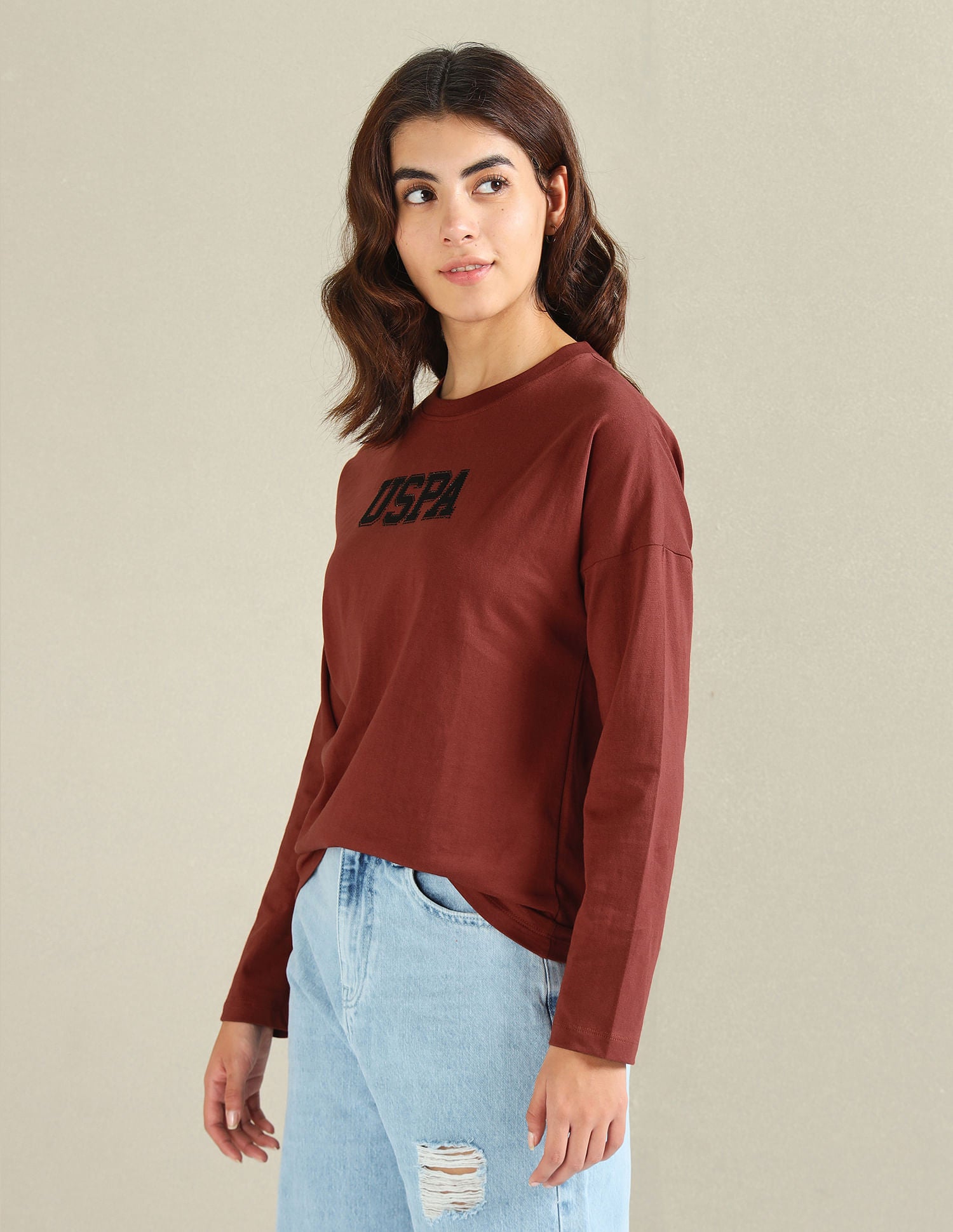 Pure Cotton Embellished T-Shirt Rust - U.S. POLO ASSN. | Large