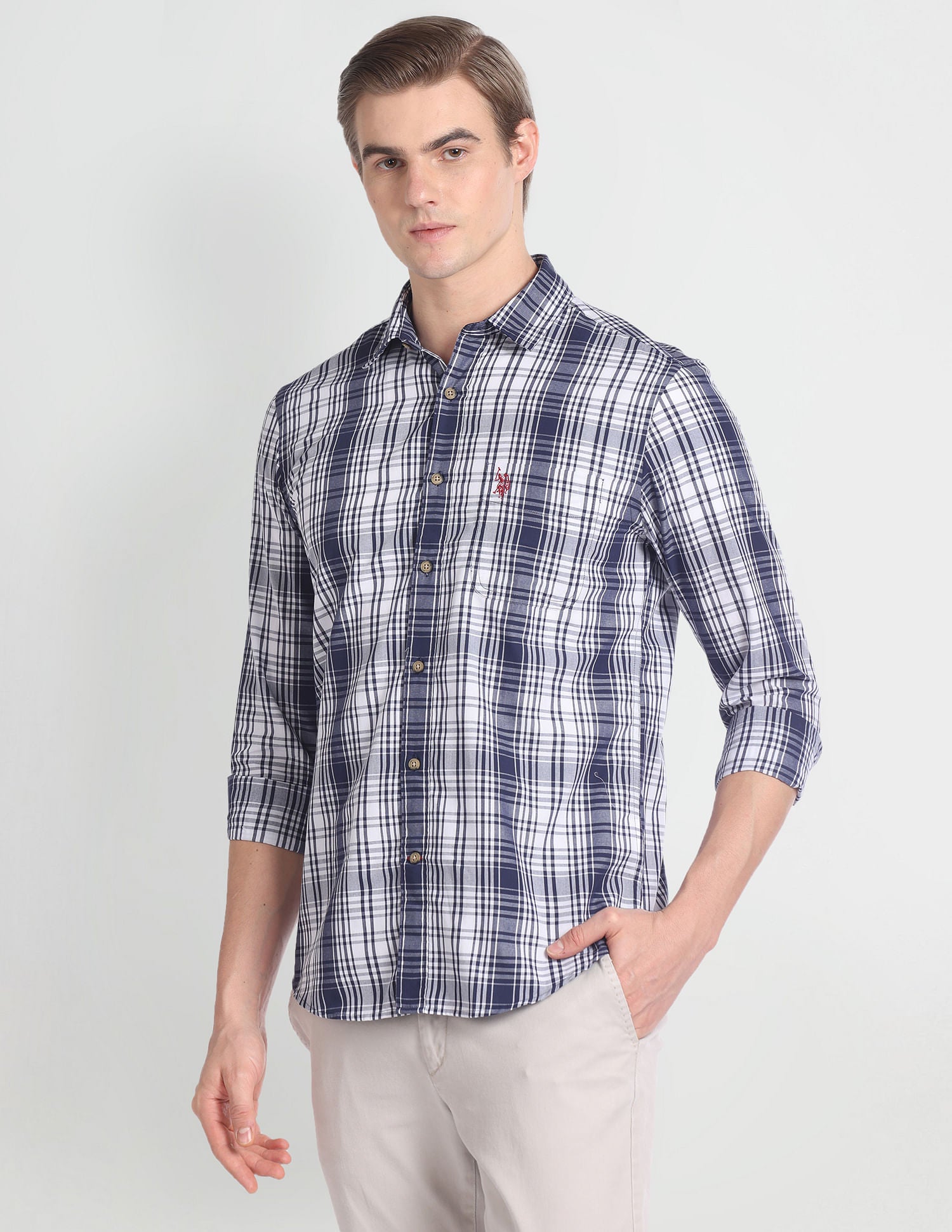 Tartan Check Oxford Shirt Navy - U.S. Polo Assn. India | Large