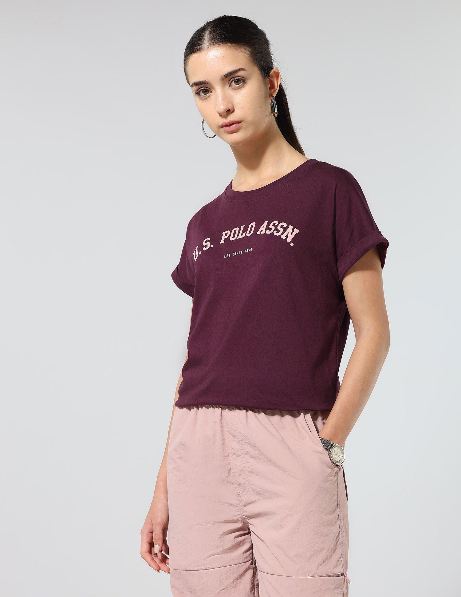 Regular Fit Brand Printed Lounge T-Shirt Maroon - U.S. POLO ASSN. | Large