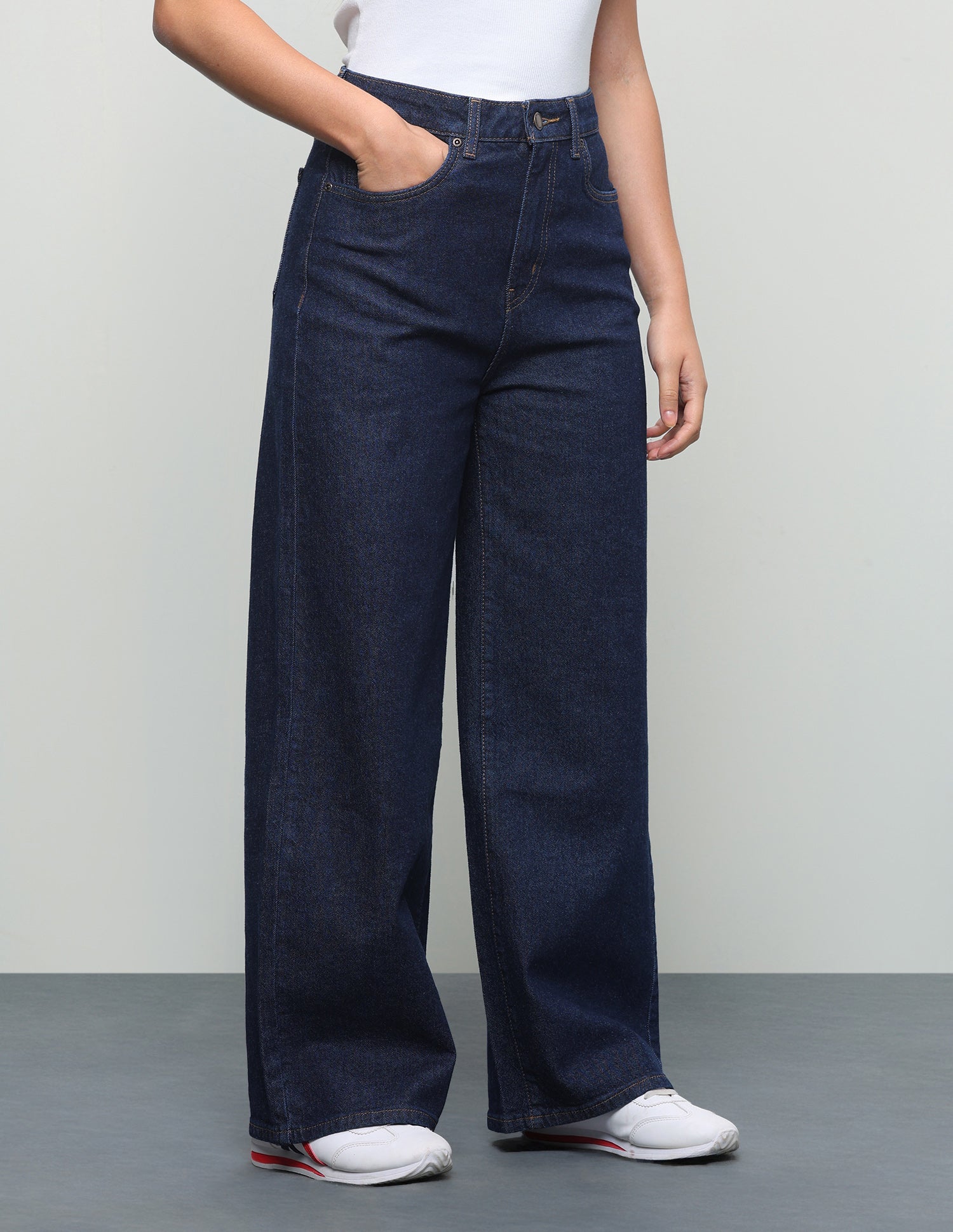 Rinsed Wide Leg Fit Jeans Dark Blue - U.S. Polo Assn. India | Large