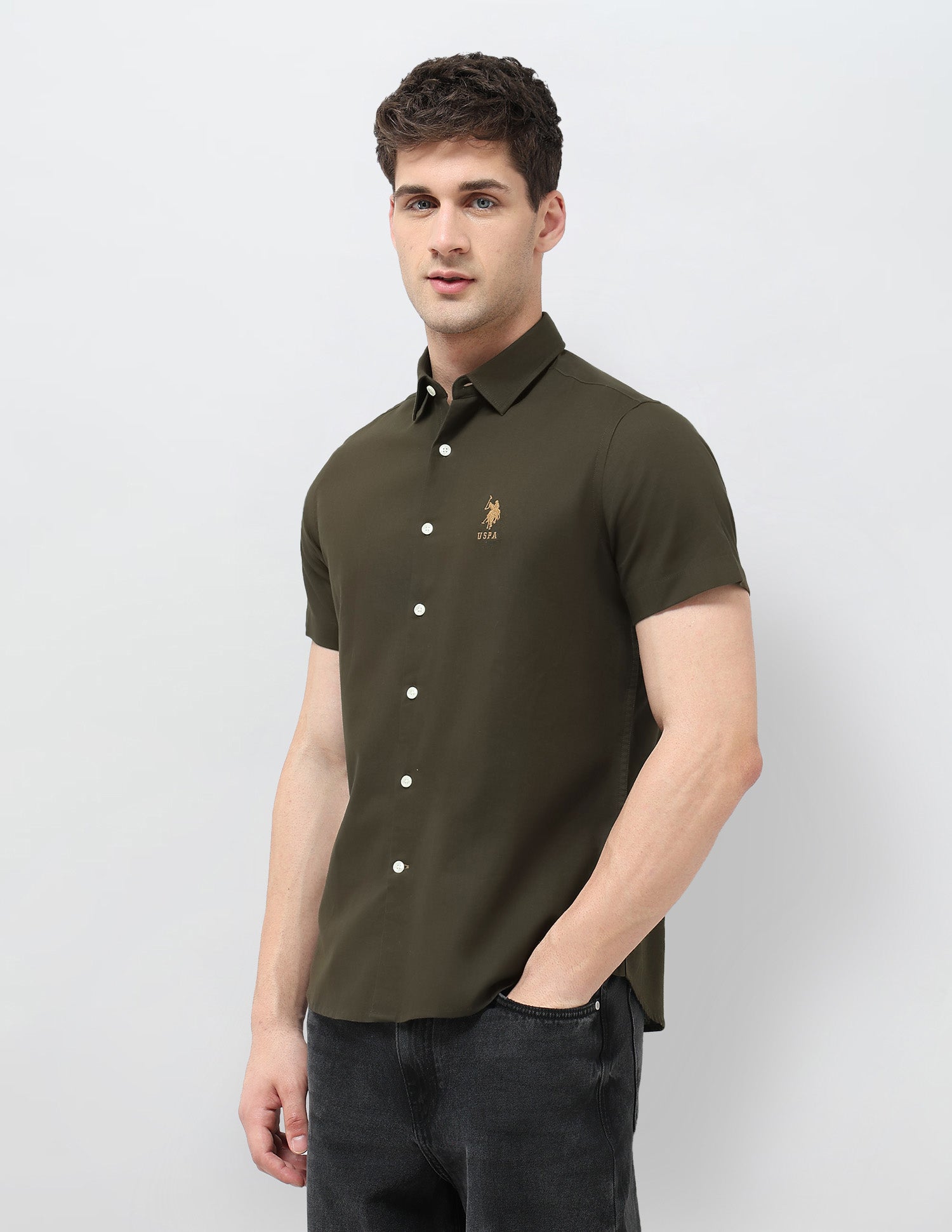 Regular Fit Solid Shirt Brown - U.S. Polo Assn. India | Large