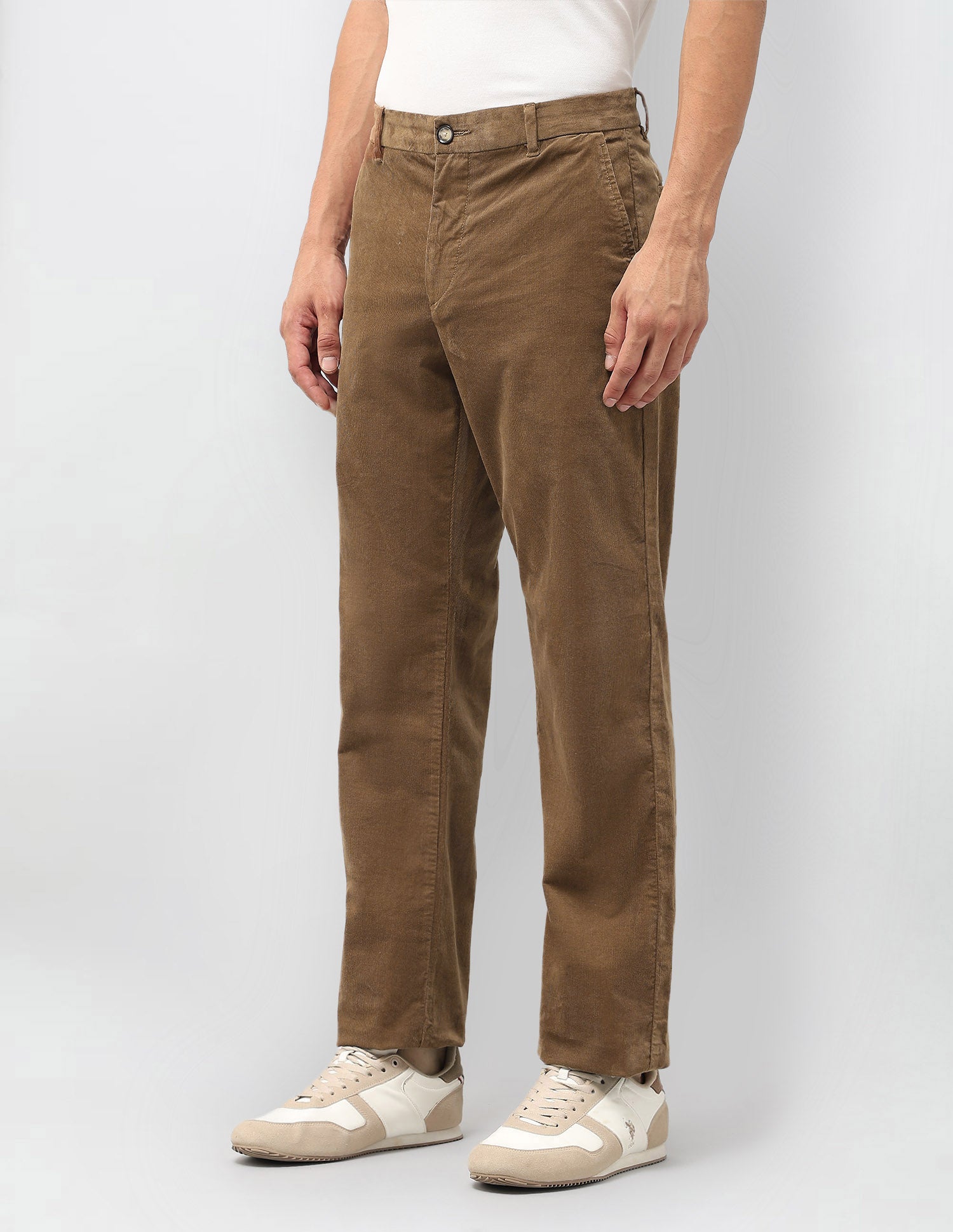 Riley Straight Fit Corduroy Trousers Tan - U.S. POLO ASSN. | Large