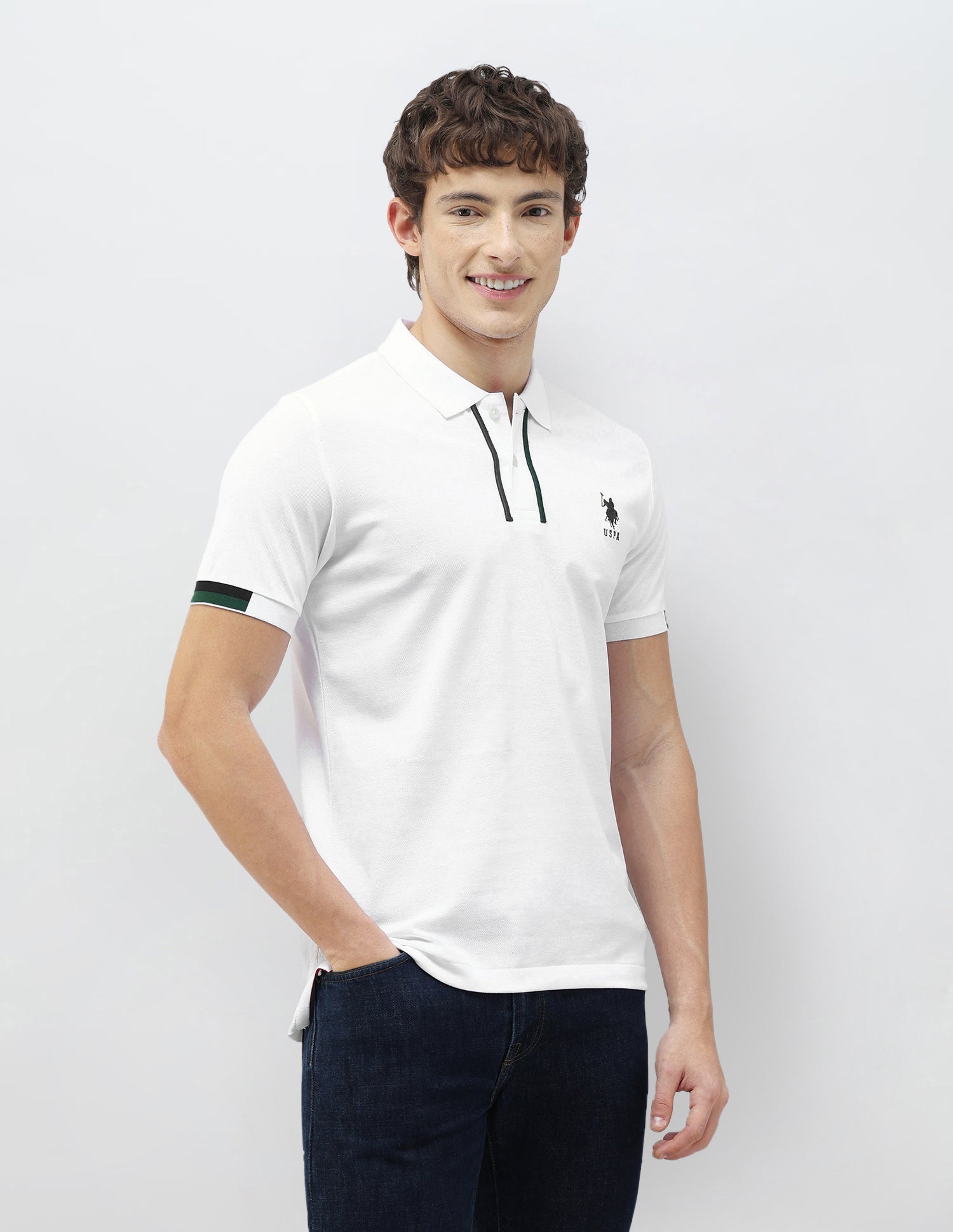 New Port Marina Solid Polo Shirt White - U.S. Polo Assn. India | Large