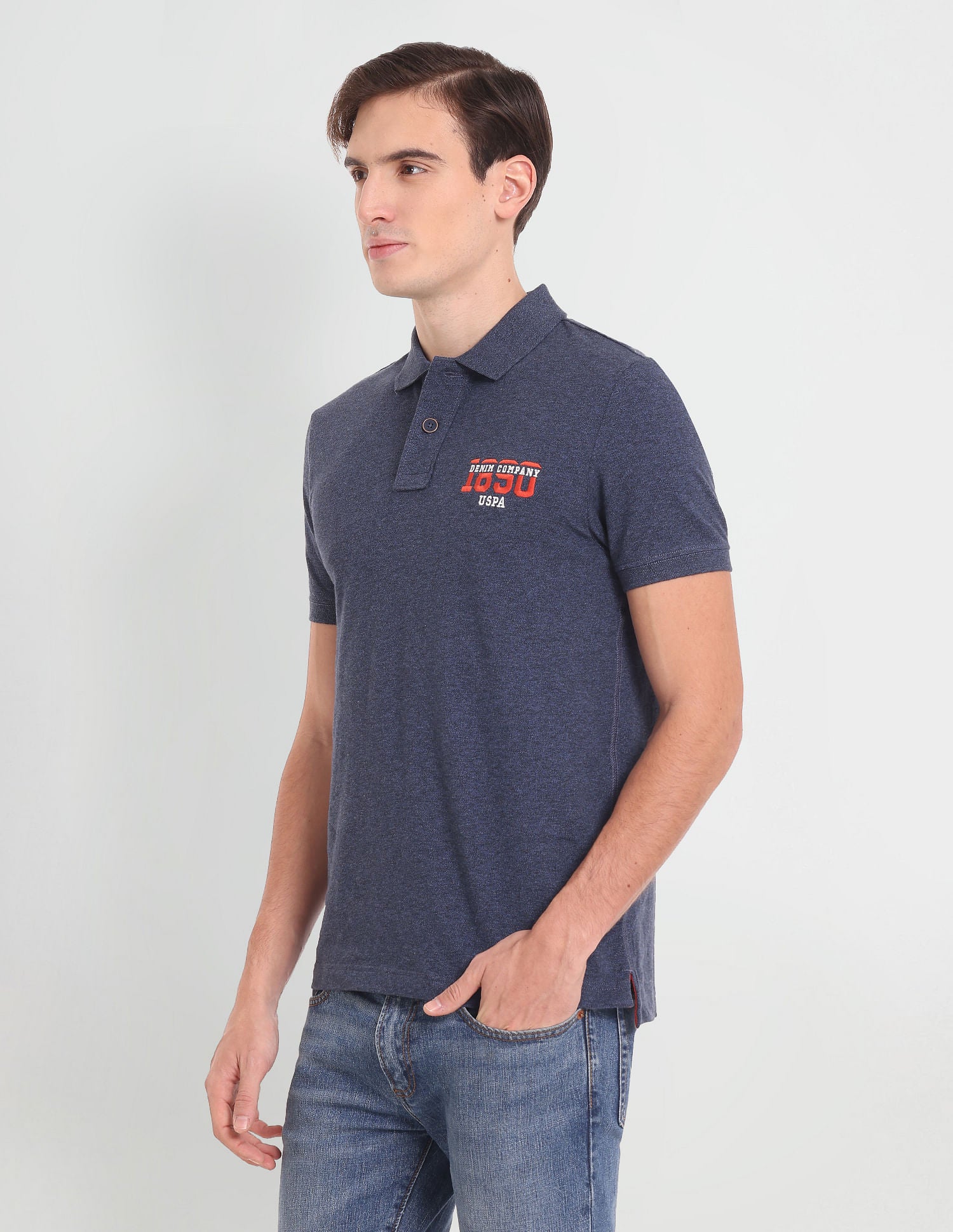 Iconic Heathered Polo Shirt Navy - U.S. POLO ASSN. | Large