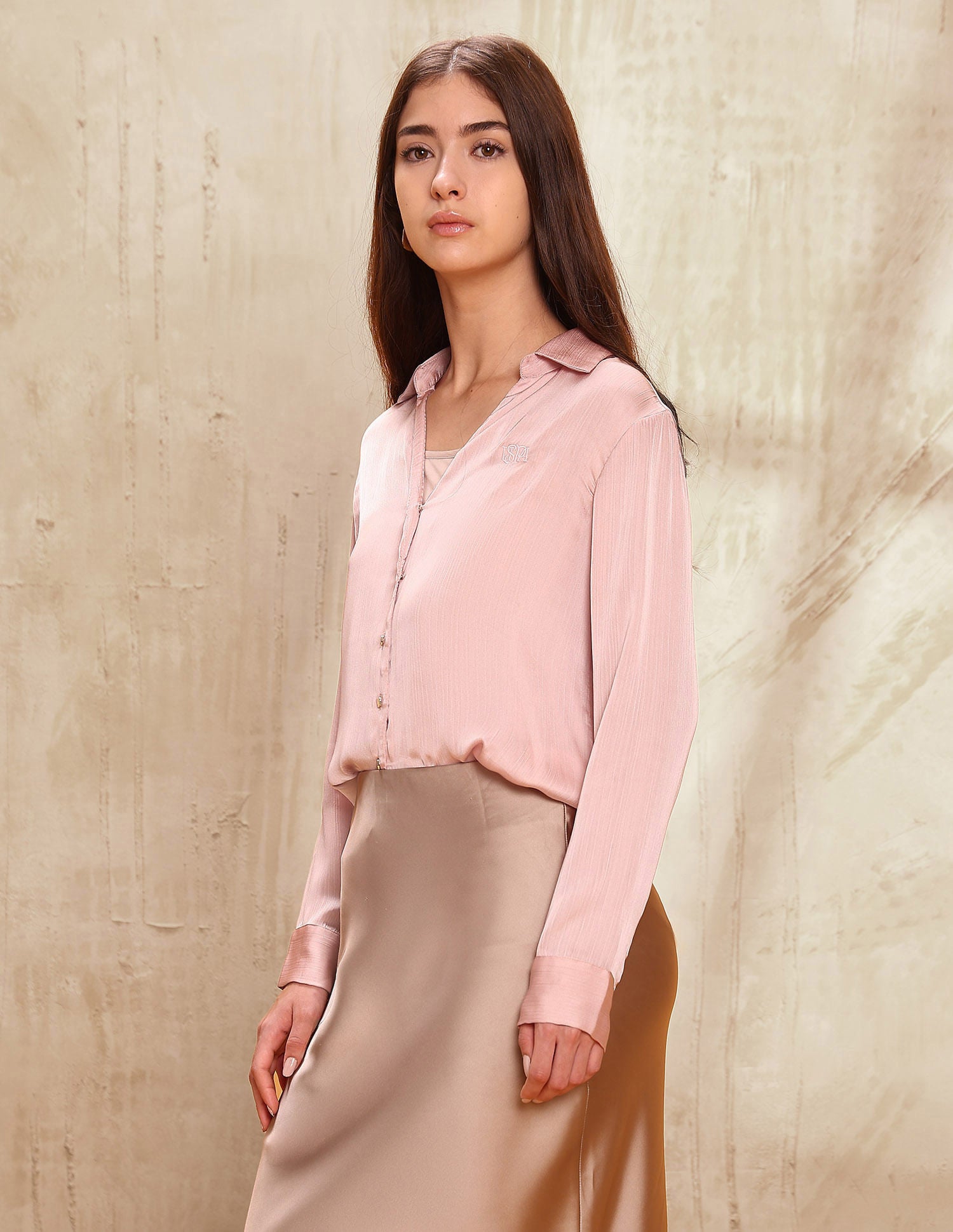 Relaxed Fit Satin Shirt Pink - U.S. POLO ASSN. | Large