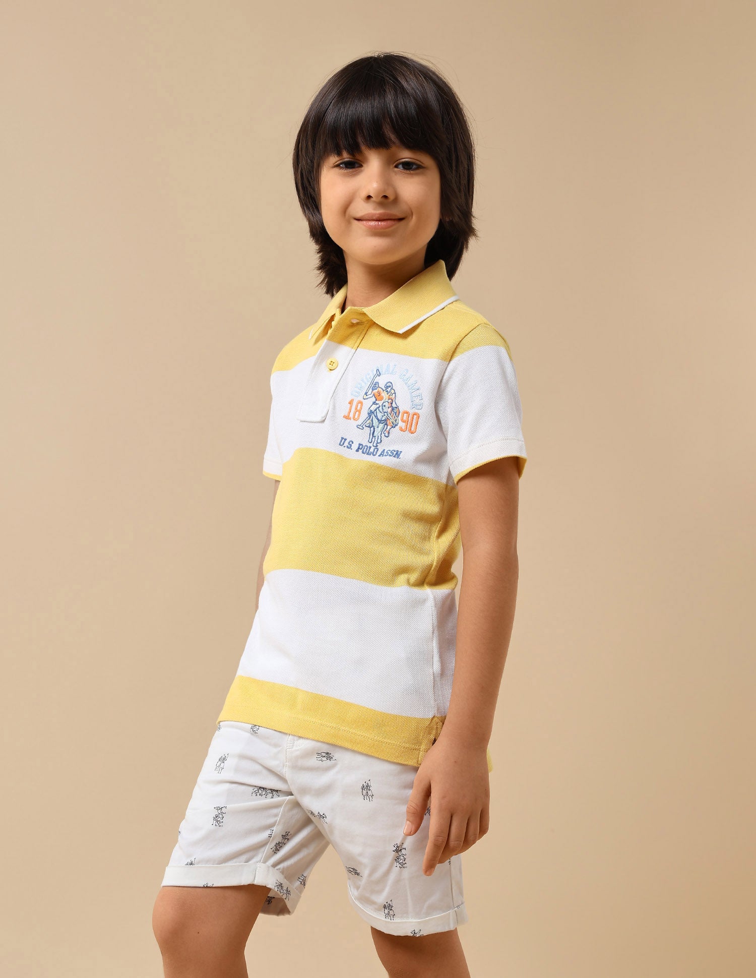 Boys Horizontal Striped Regular Fit Polo Shirt Yellow - U.S. POLO ASSN. | Large