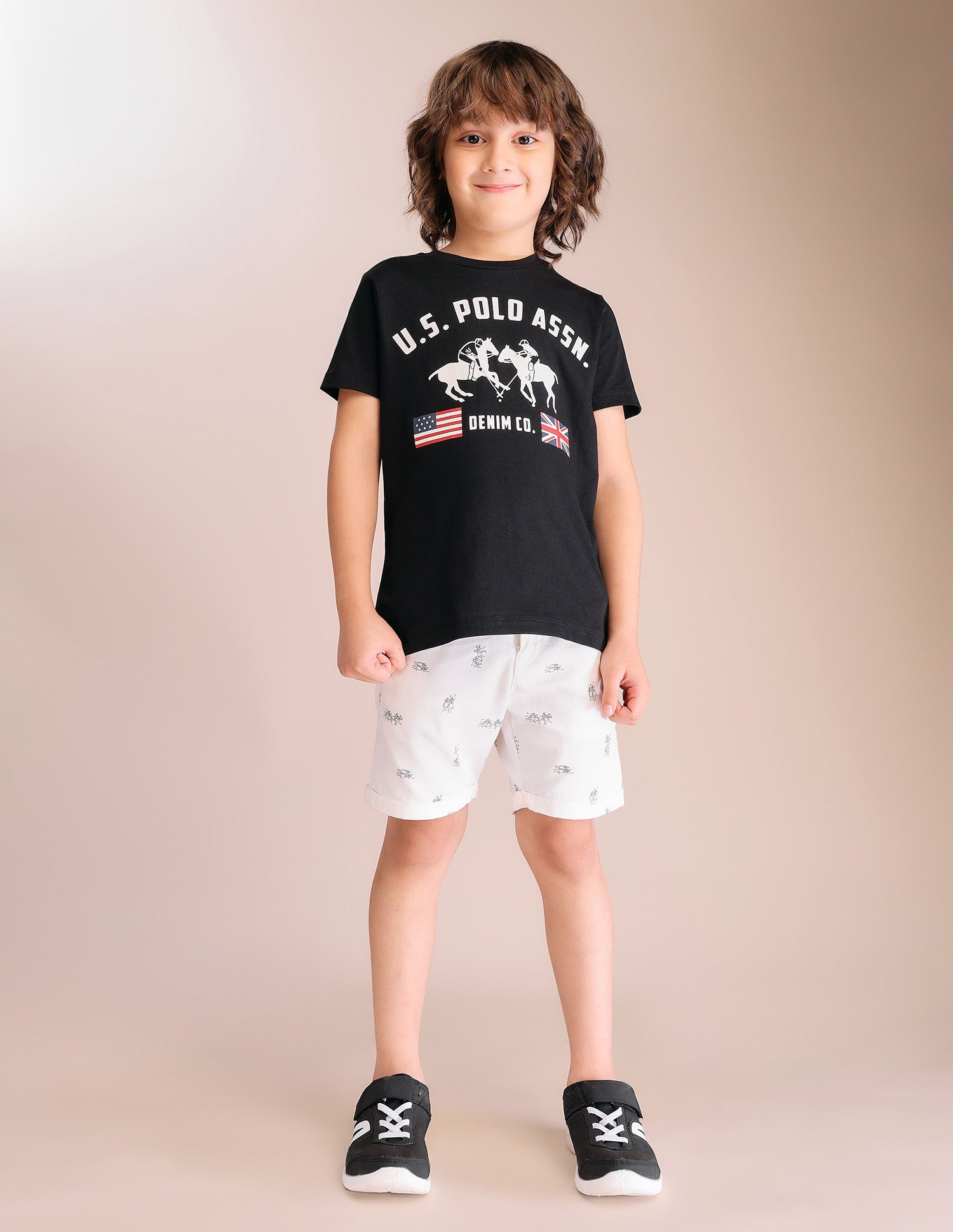 Boys Graphic Brand Printed T-Shirt - Pack Of 2 Black and Ivory - U.S. POLO ASSN. | Large