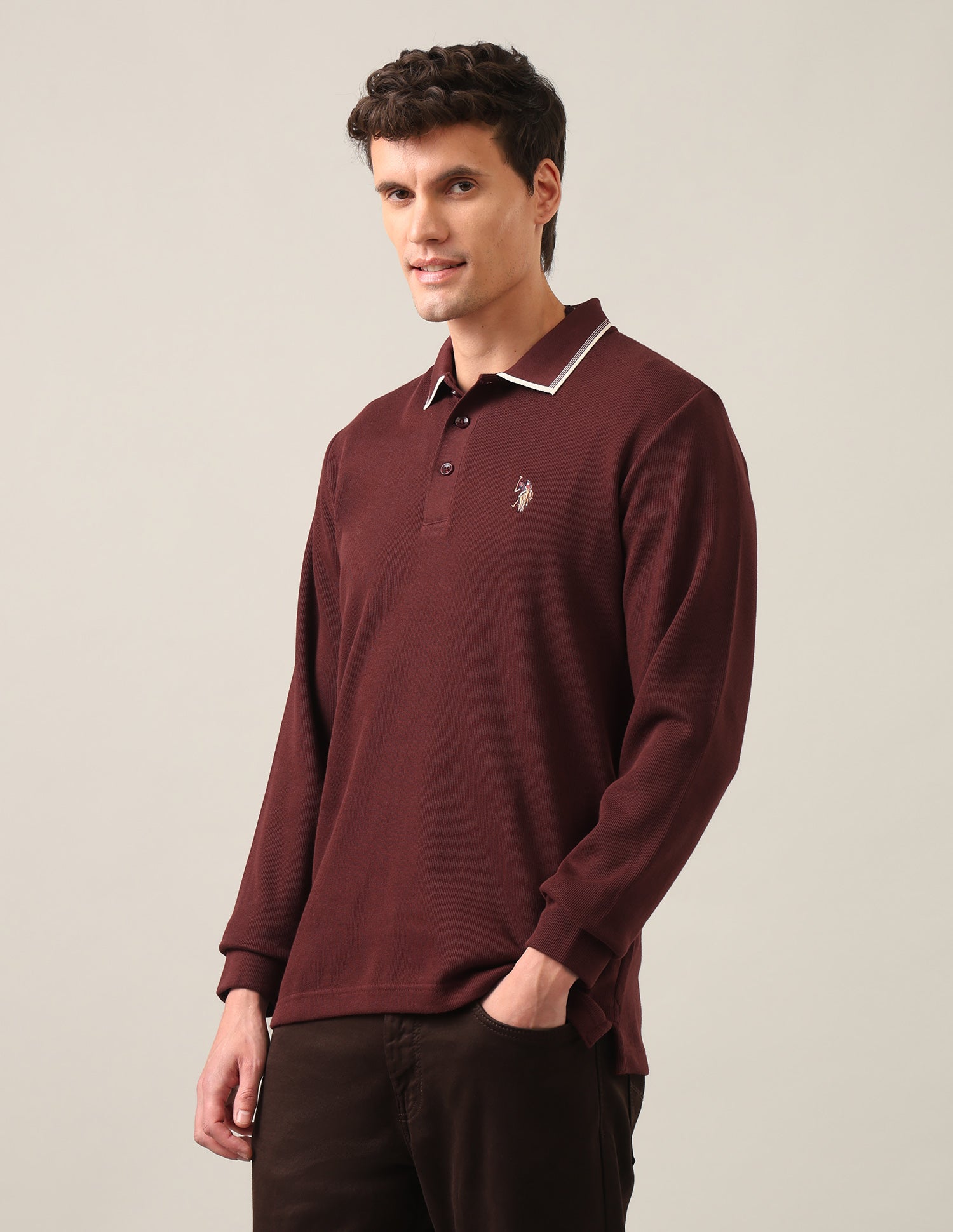 Solid Slim Fit Polo Shirt Rust - U.S. Polo Assn. India | Large