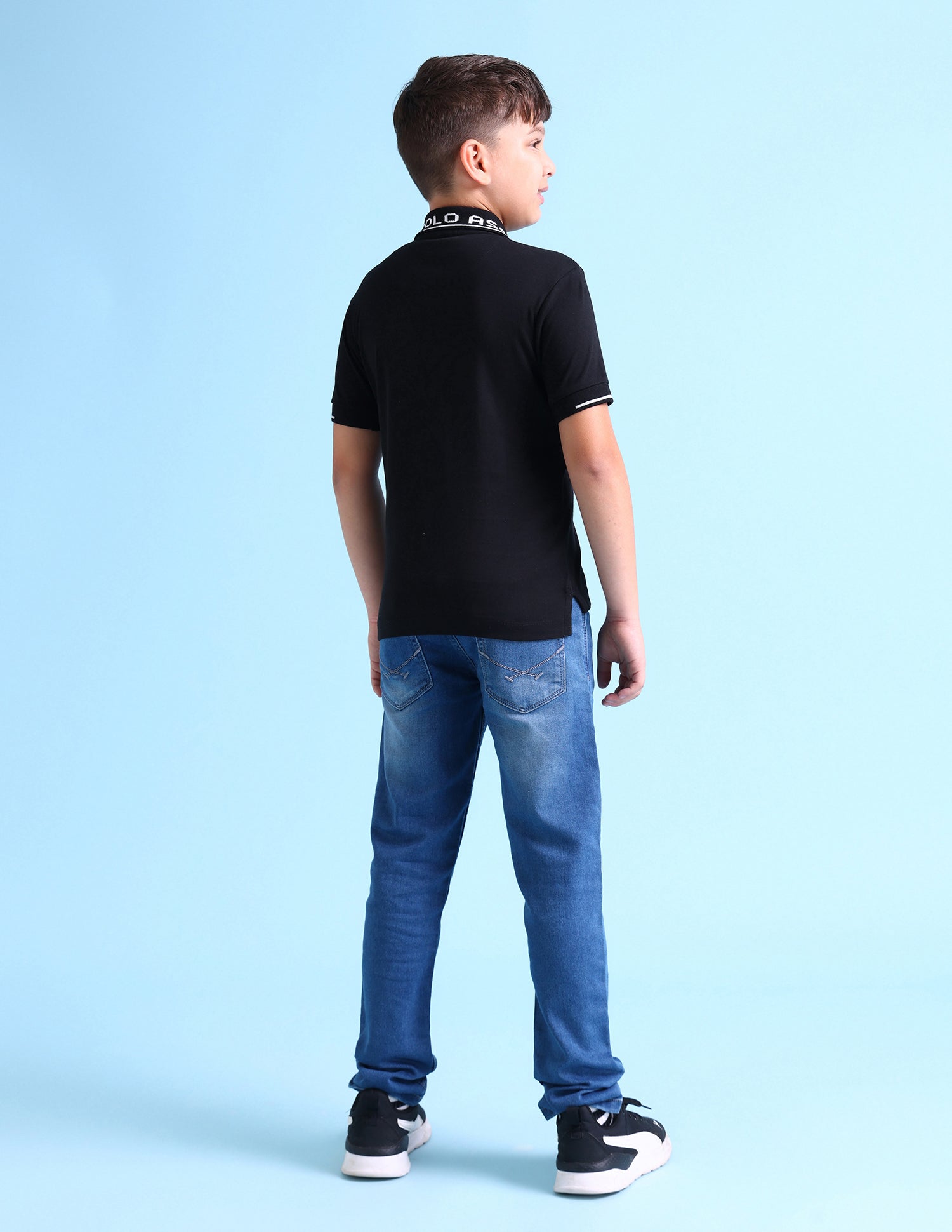 Cotton Striped Collar Polo Shirt Black - U.S. POLO ASSN. | Large