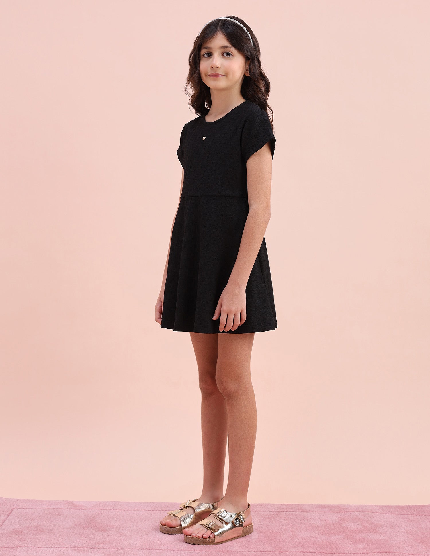 Girls Textured A-Line Dress Black - U.S. POLO ASSN. | Large