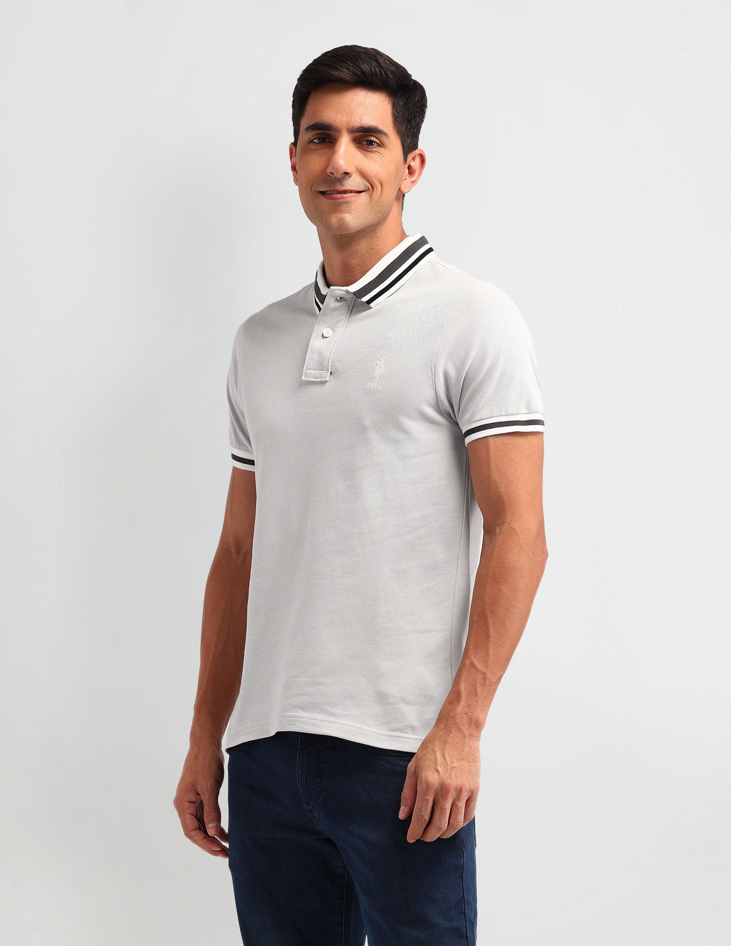 Outdoor Muscle Fit Solid Polo Shirt Light Grey - U.S. POLO ASSN. | Large