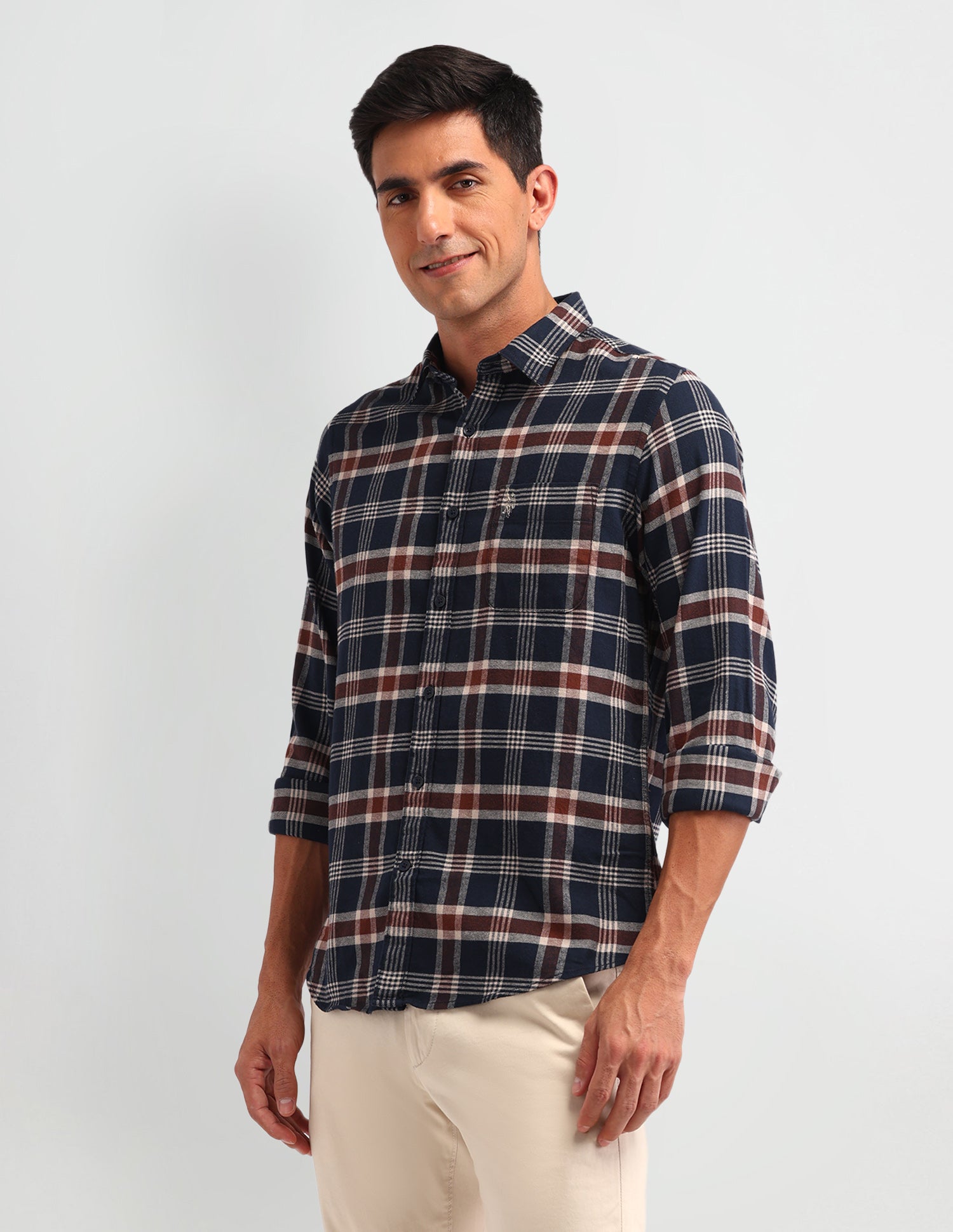 Tartan Checks Slim Fit Shirt Navy - U.S. Polo Assn. India | Large