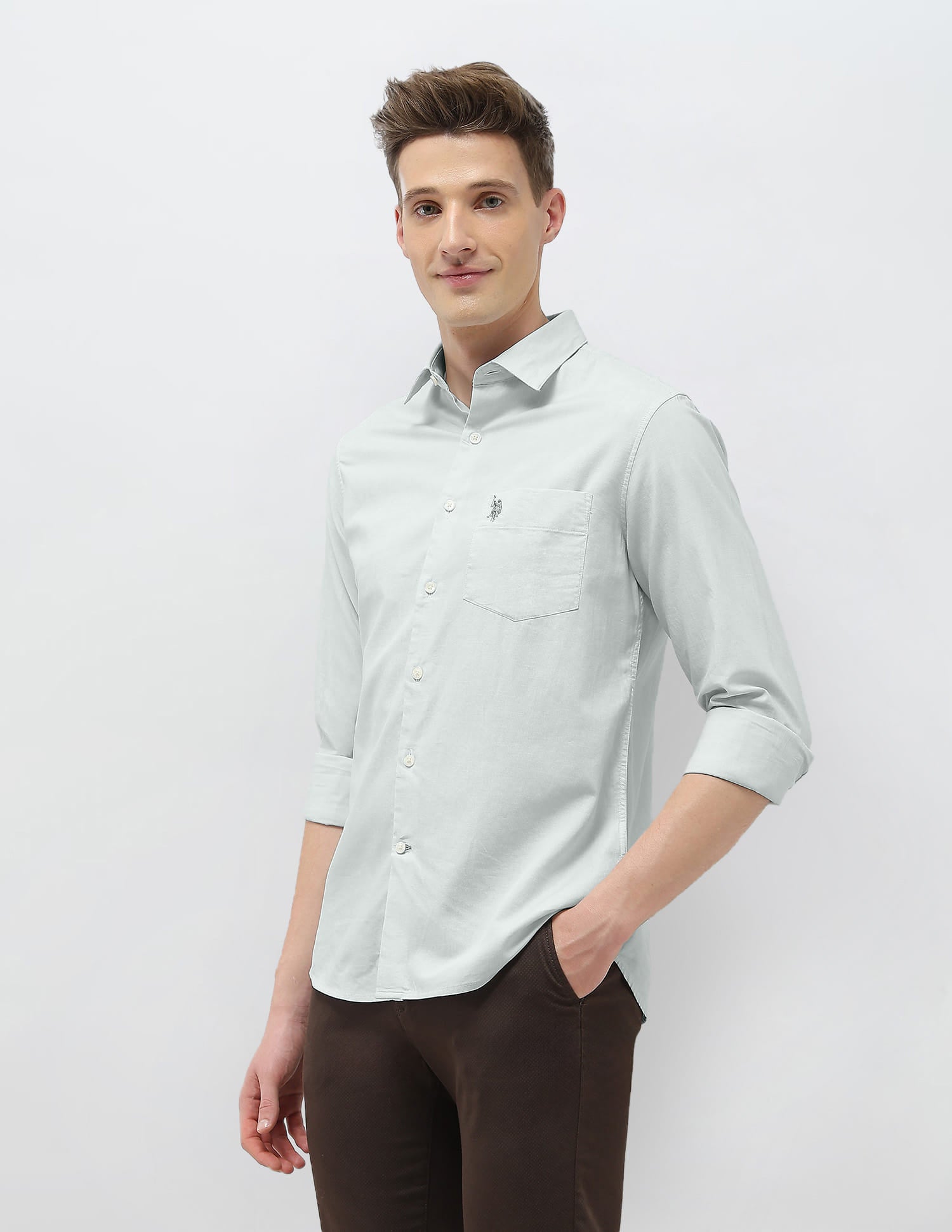 Casa De Campo Regular Fit Shirt Light Green - U.S. Polo Assn. India | Large