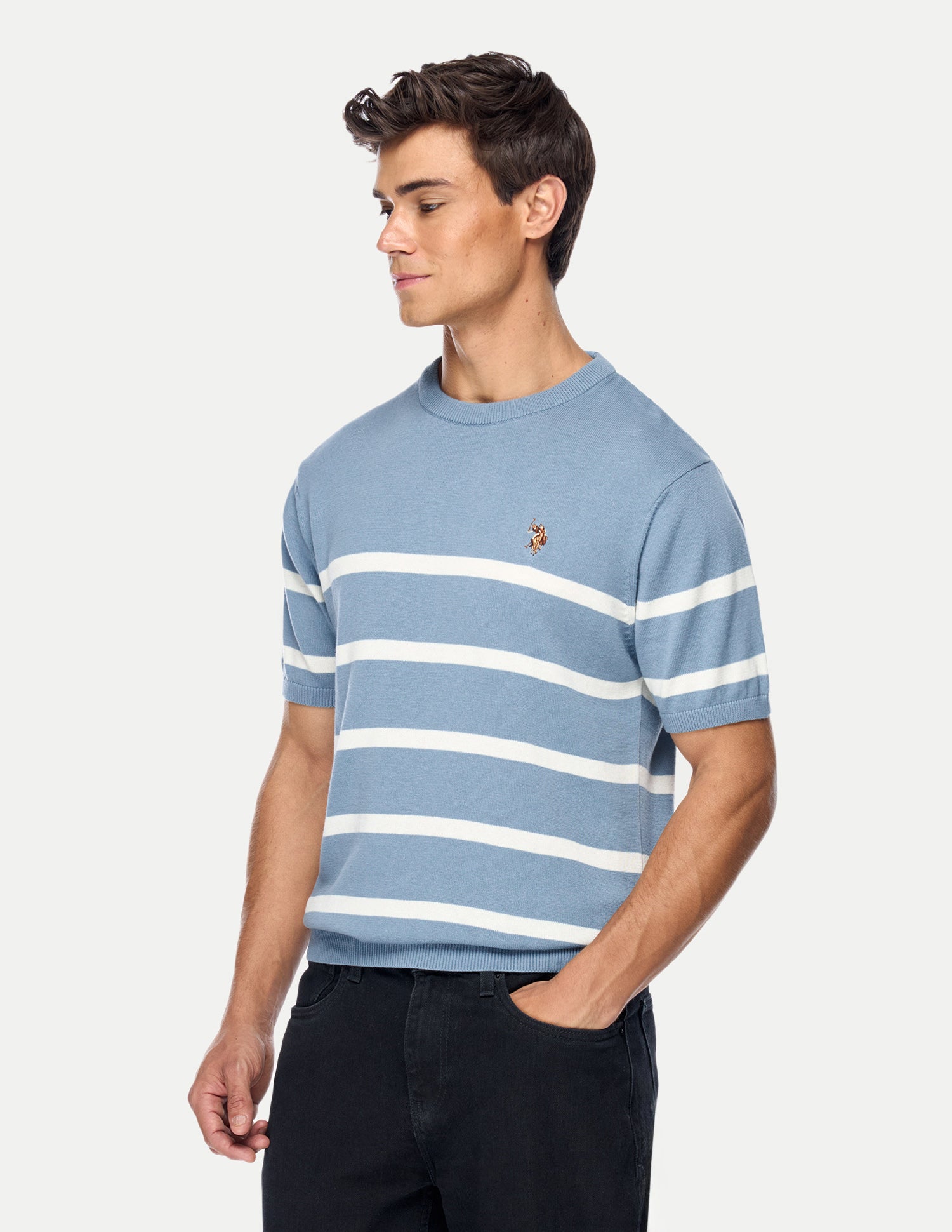 Horizontal Striped Regular Fit Sweater Blue - U.S. Polo Assn. India | Large
