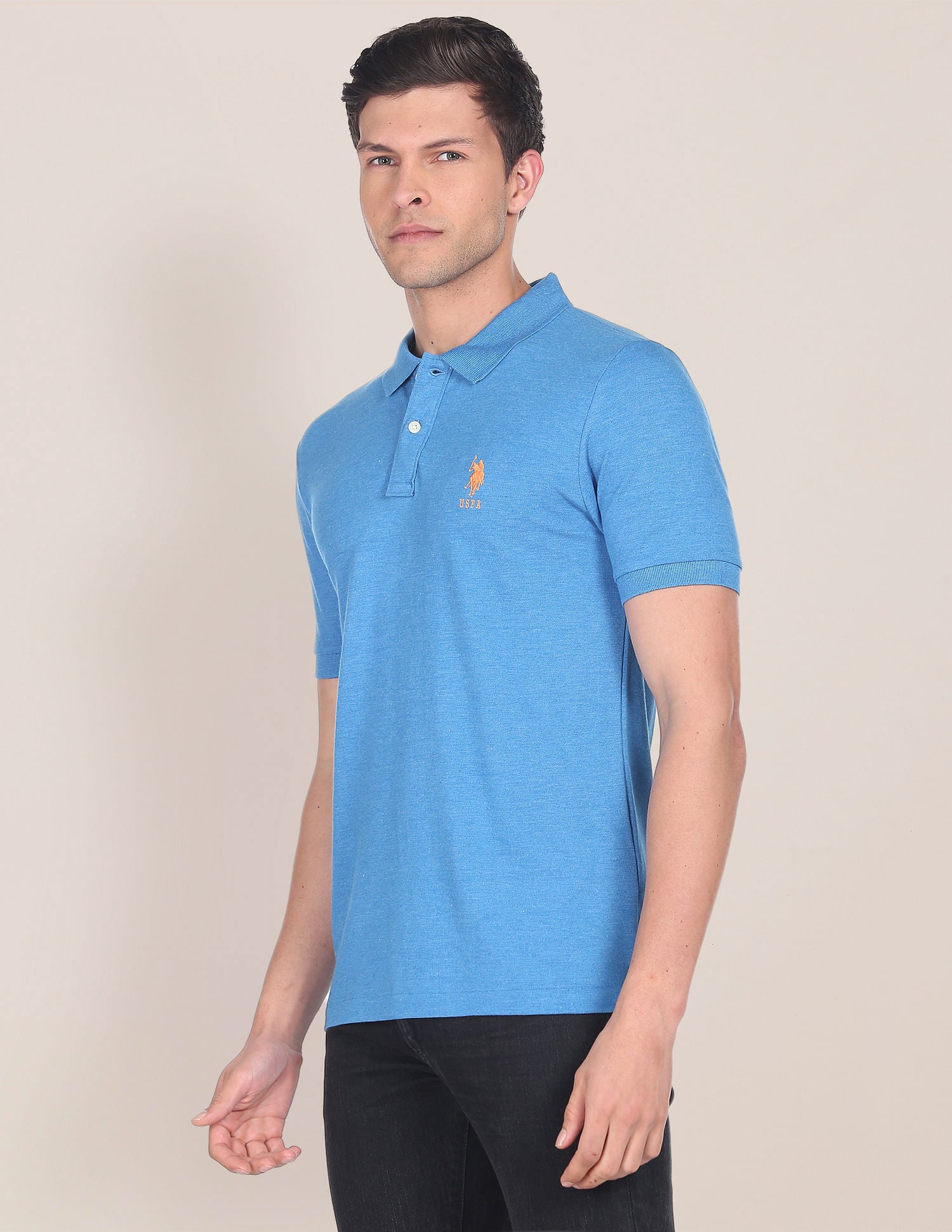 Cotton Bamboo Stretch Polo Shirt Blue - U.S. POLO ASSN. | Large
