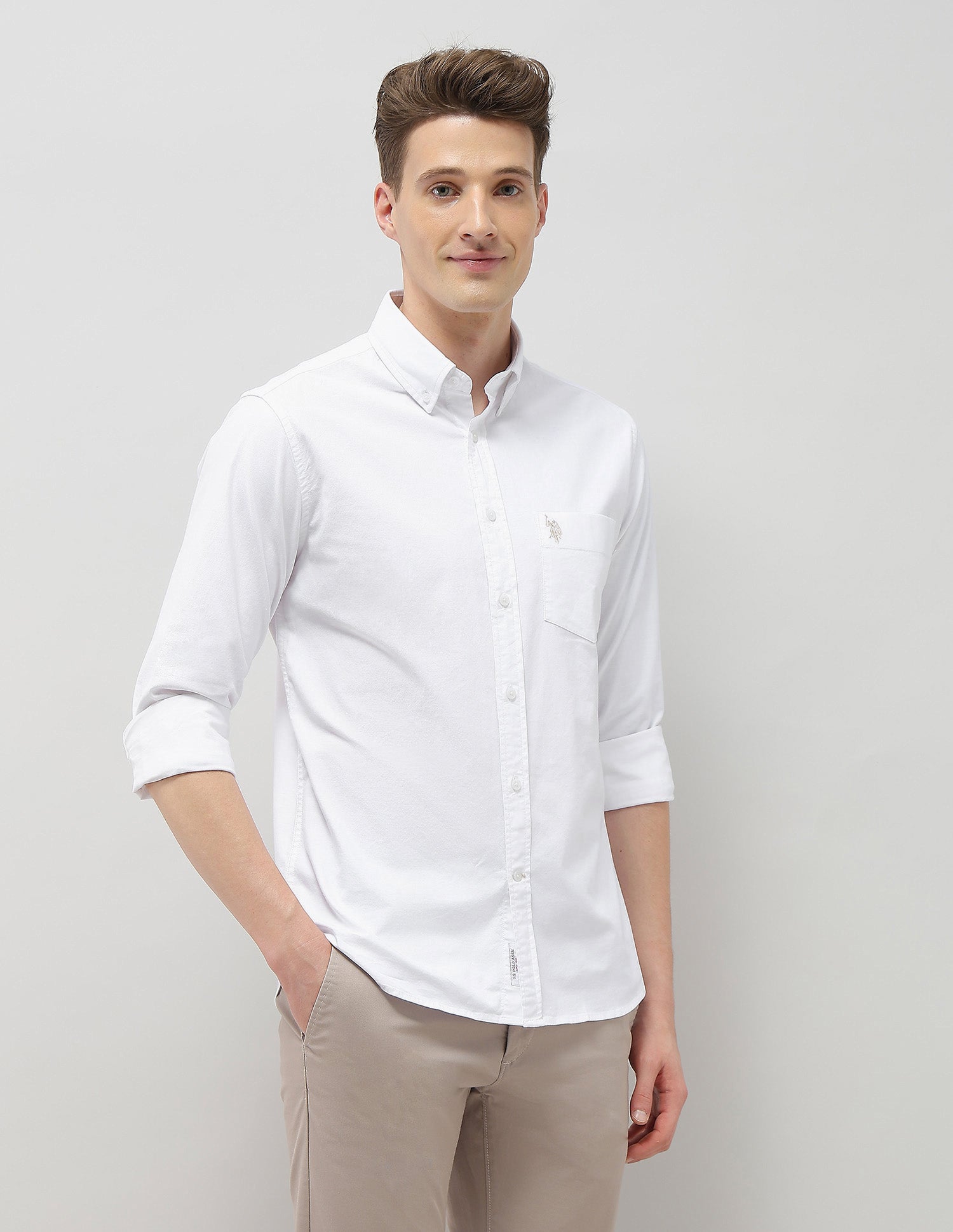 Tailored Fit Oxford Shirt White - U.S. Polo Assn. India | Large