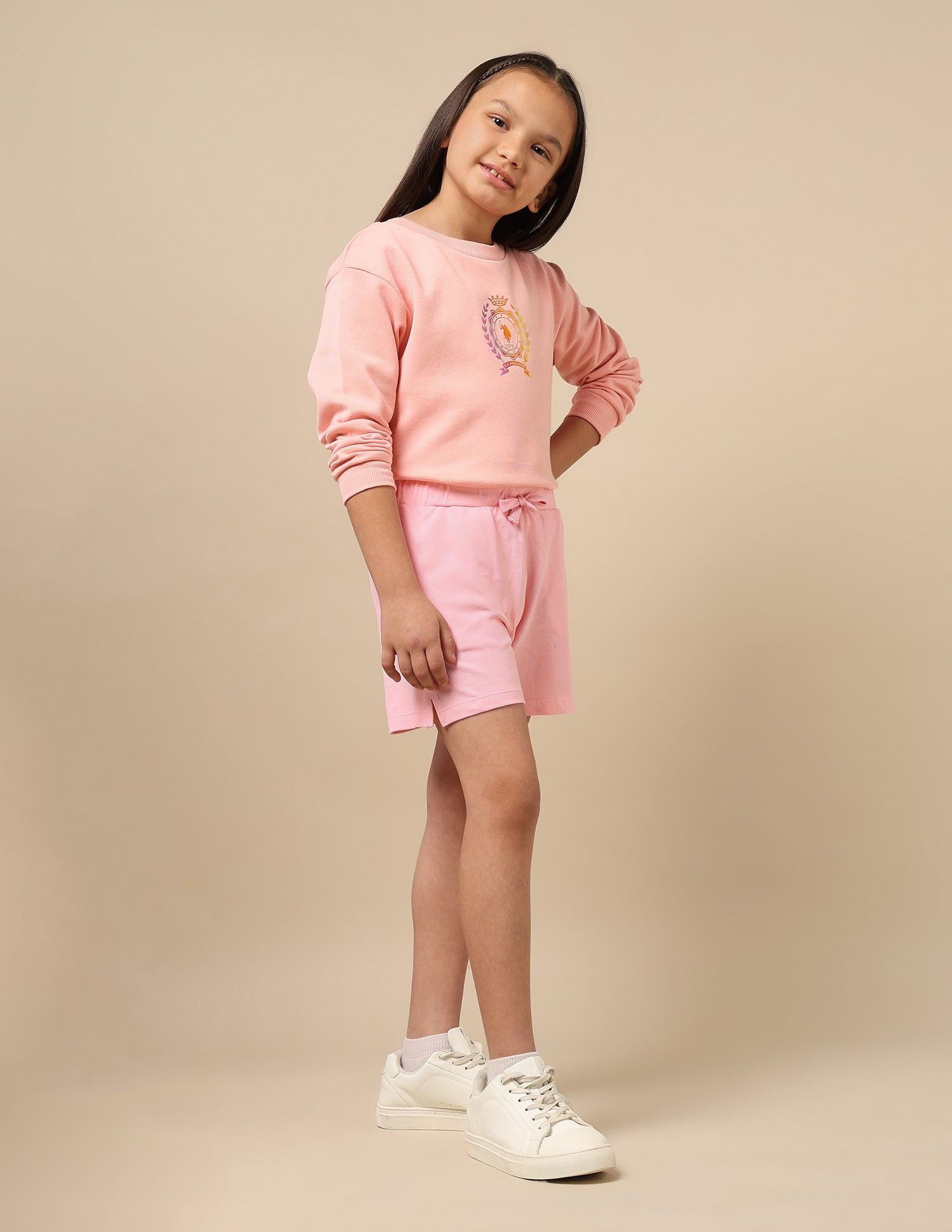 Solid Cotton Coordinate Shorts Light Pink - U.S. Polo Assn. India | Large