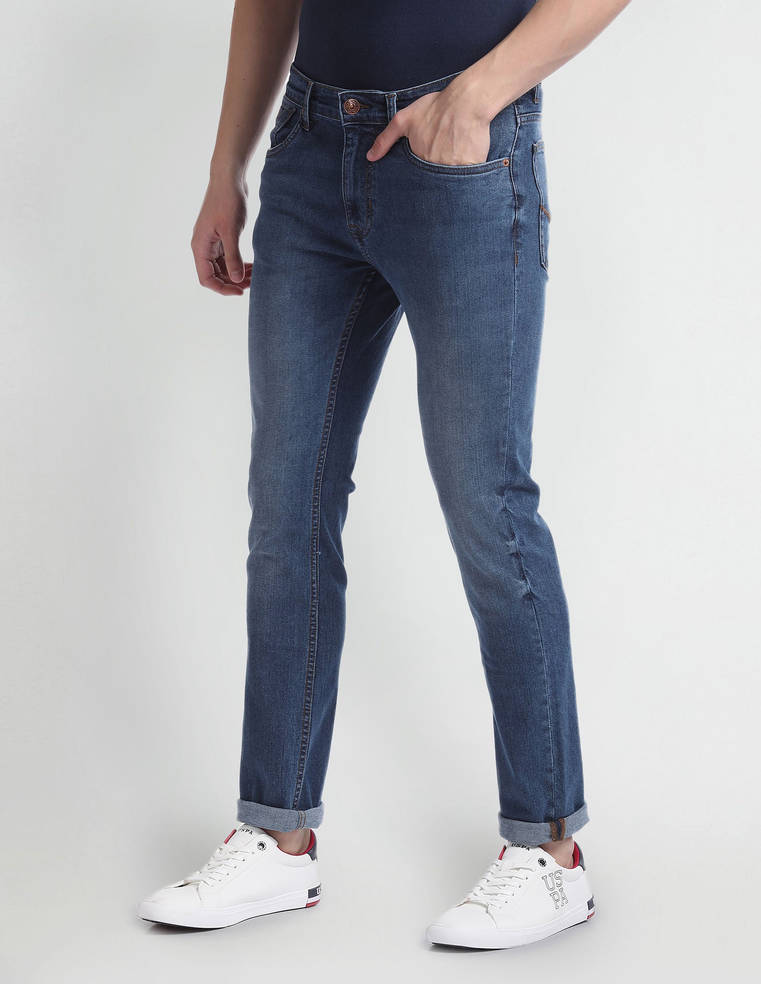 Brandon Slim Tapered Blue Jeans Blue - U.S. Polo Assn. India | Large