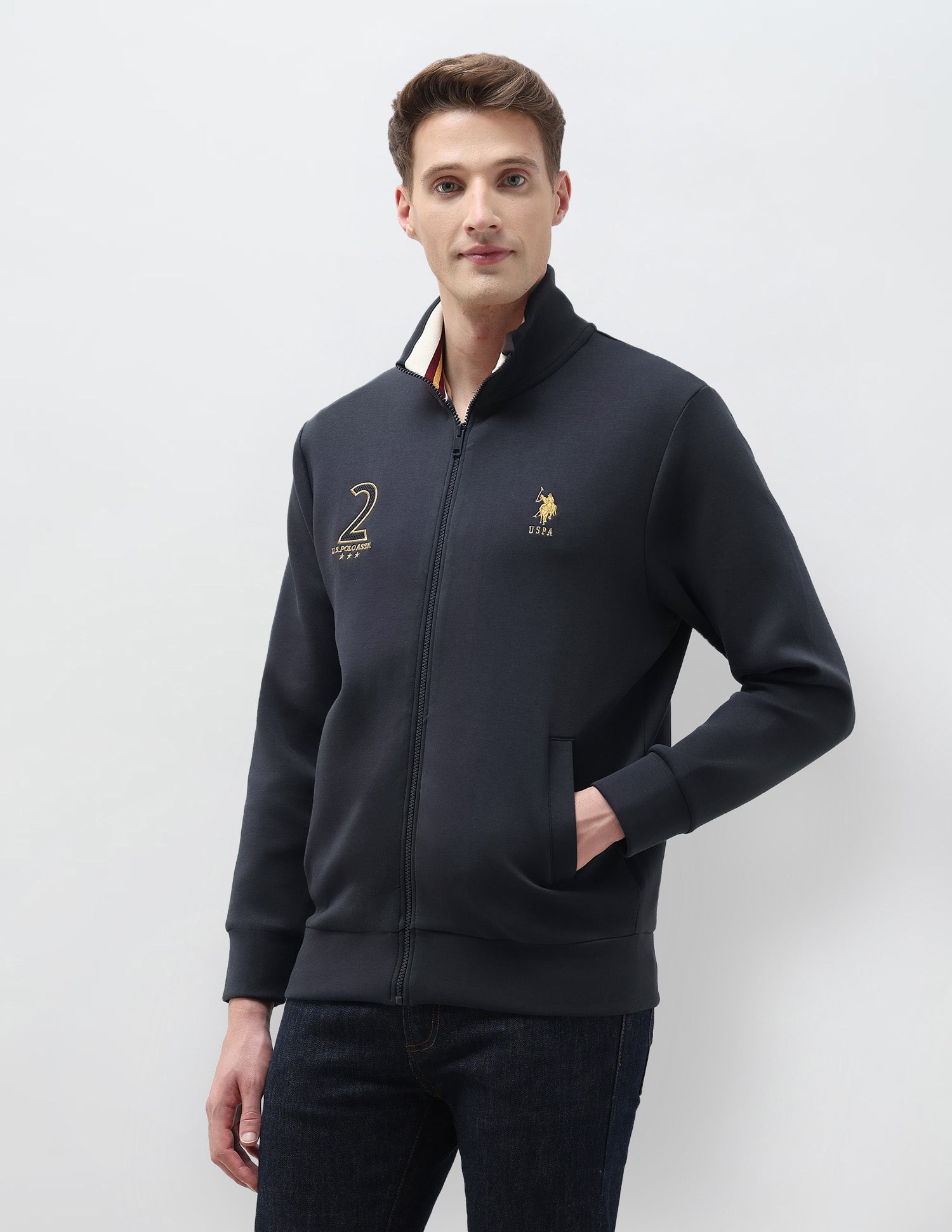 Numeric Brand Embroidered Regular Fit Sweatshirt Navy - U.S. POLO ASSN. | Large