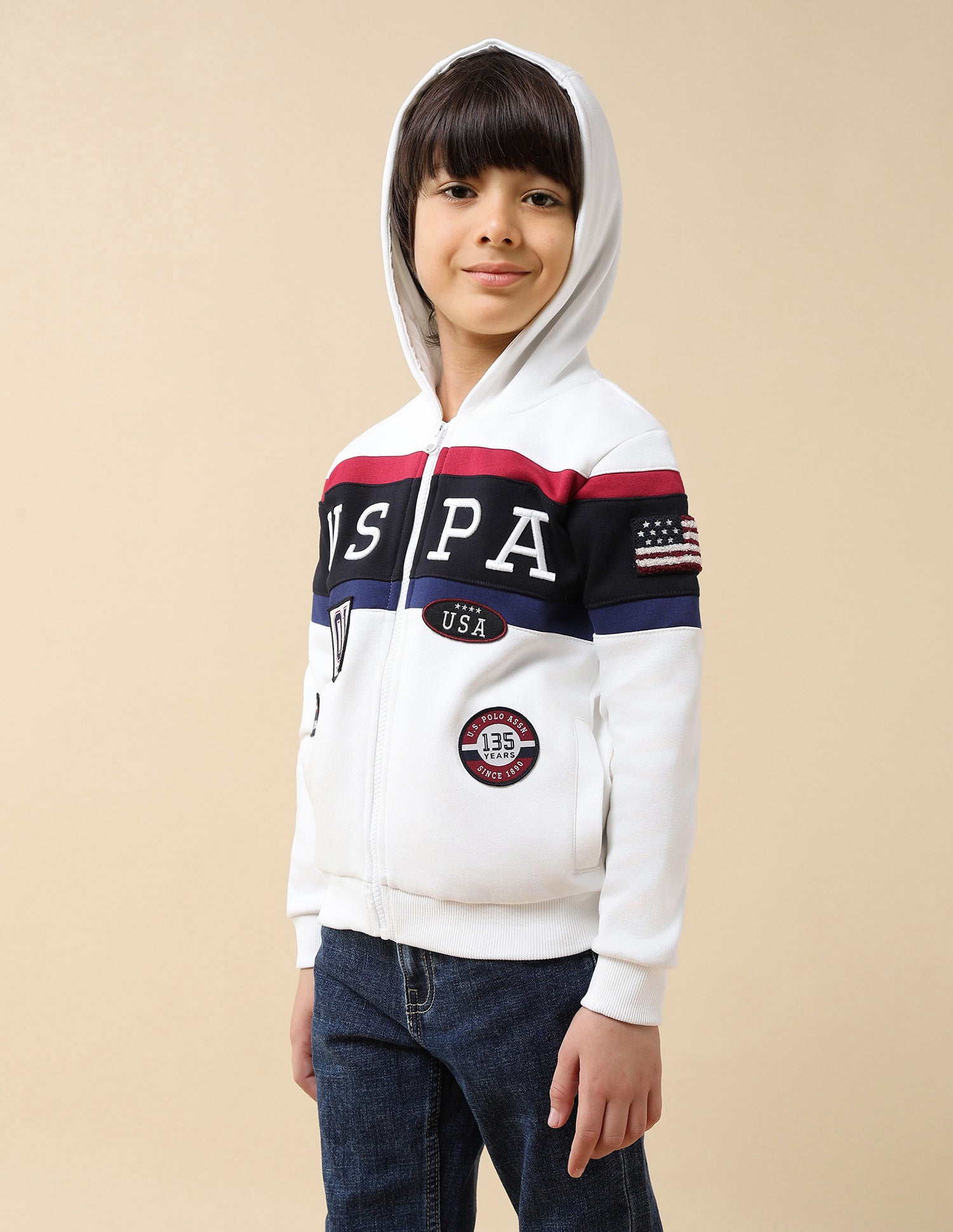 Boys Brand Appliqued Regular Fit Sweatshirt White - U.S. POLO ASSN. | Large