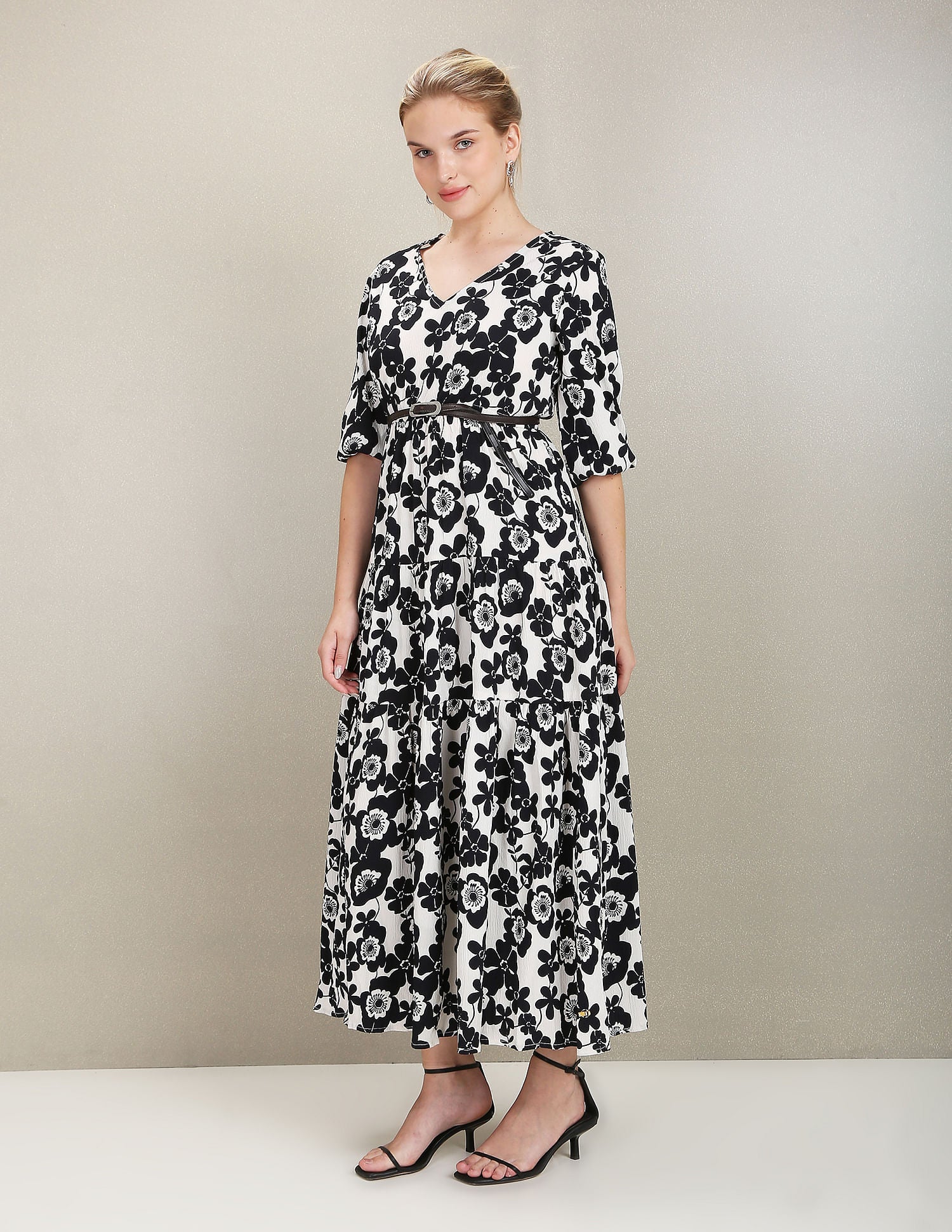 Floral Print Fit And Flare Dress Black - U.S. Polo Assn. India | Large