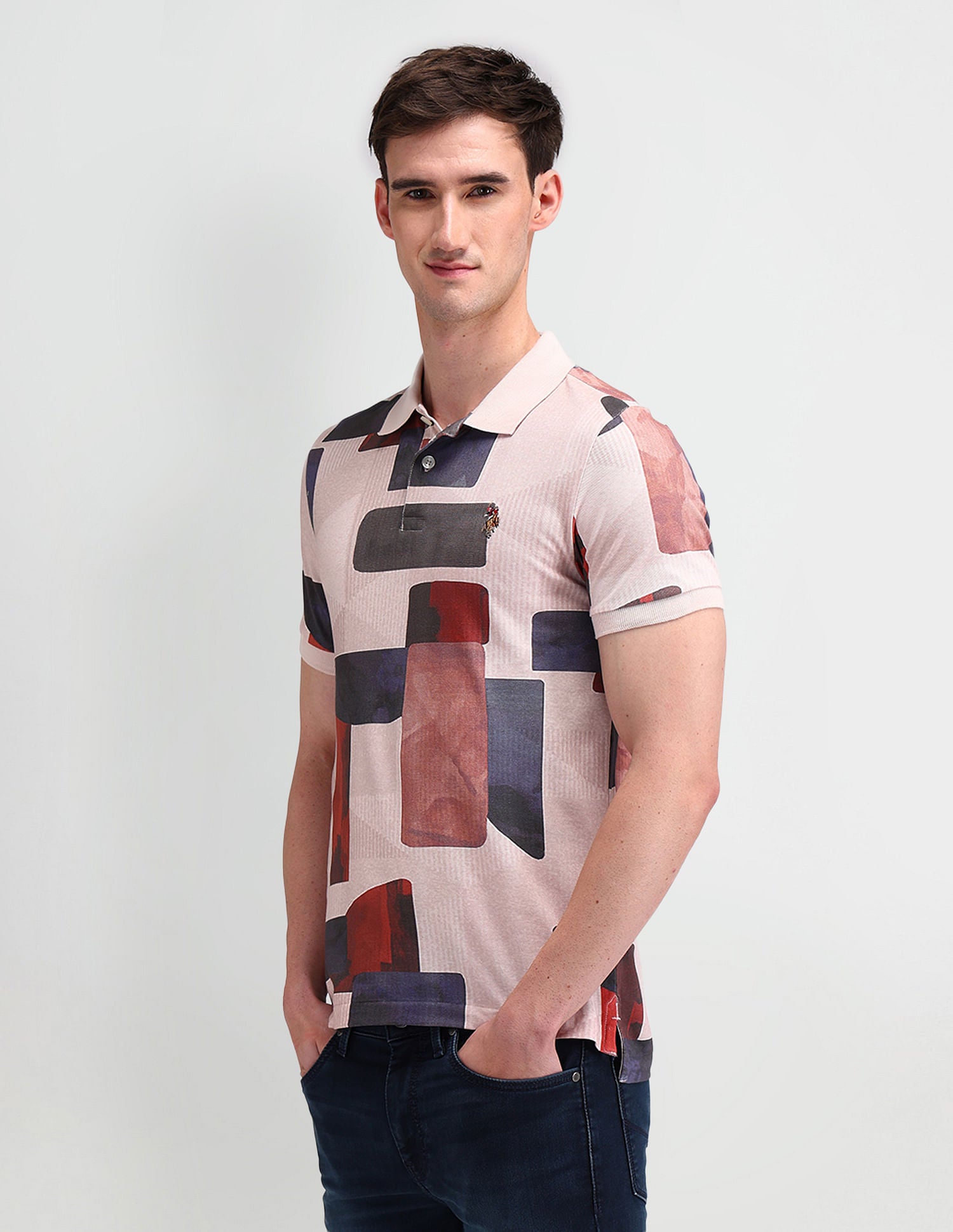Muscle Fit Abstract Polo Shirt Mauve - U.S. Polo Assn. India | Large