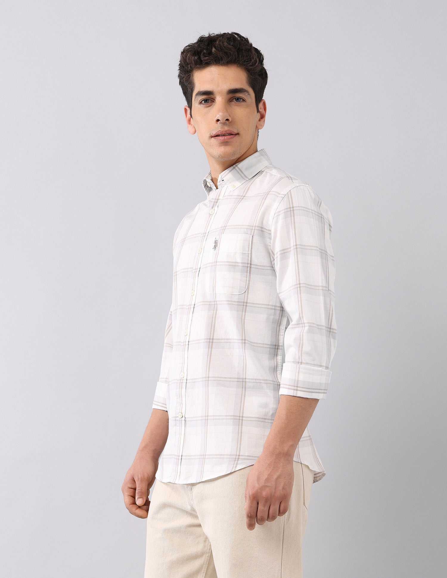 Twill Regular Fit Shirt Light Olive - U.S. Polo Assn. India | Large