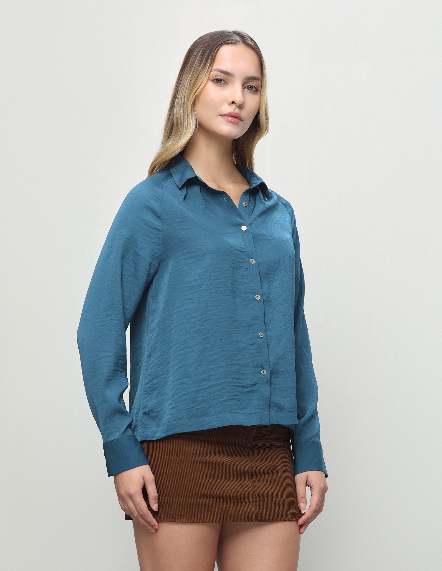 Solid Relaxed Fit Shirt Teal - U.S. Polo Assn. India | Large