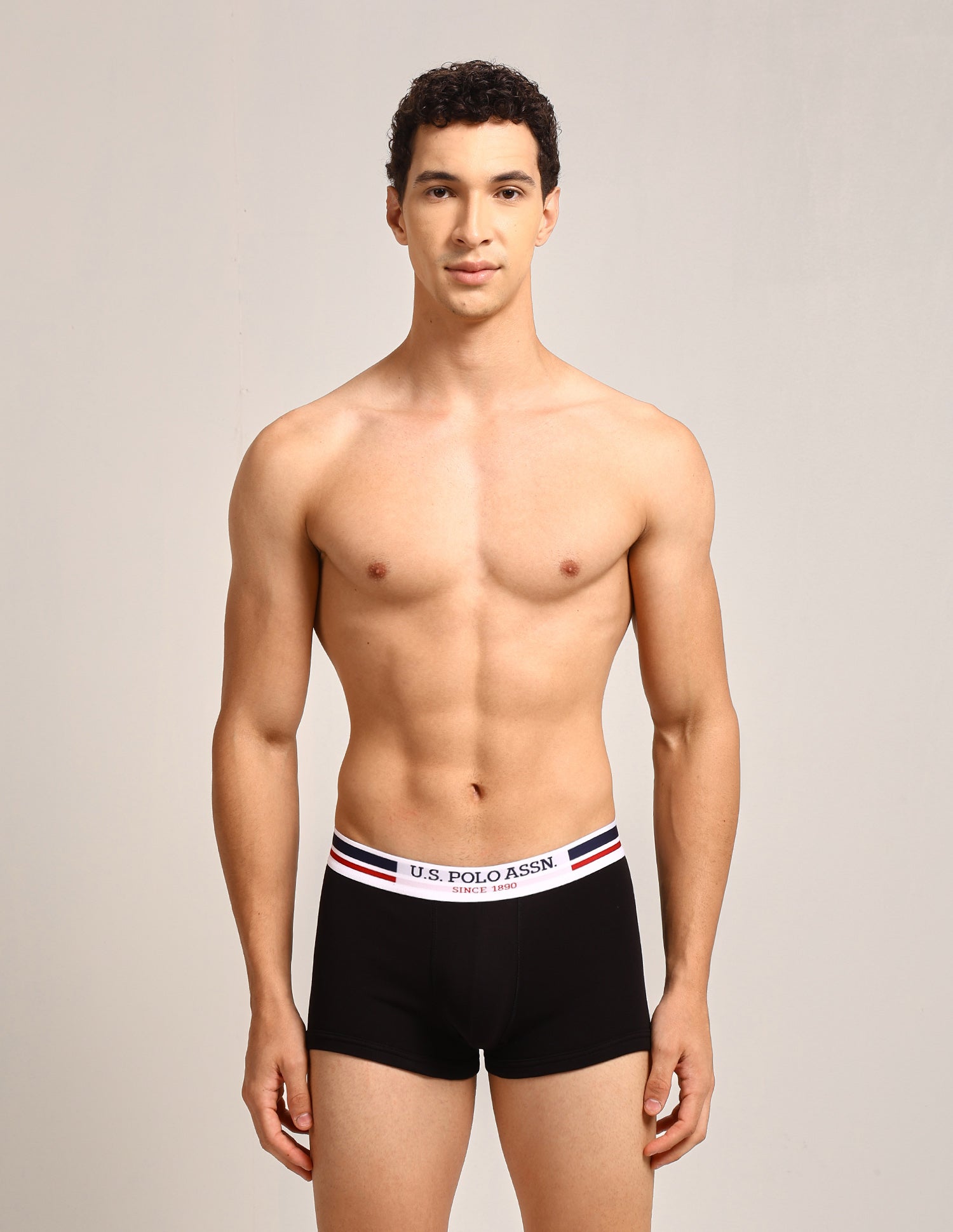 Elastic Waistband Ribbed I641 Trunks - Pack Of 3 Black/Bistro Green/Black - U.S. Polo Assn. India | Large