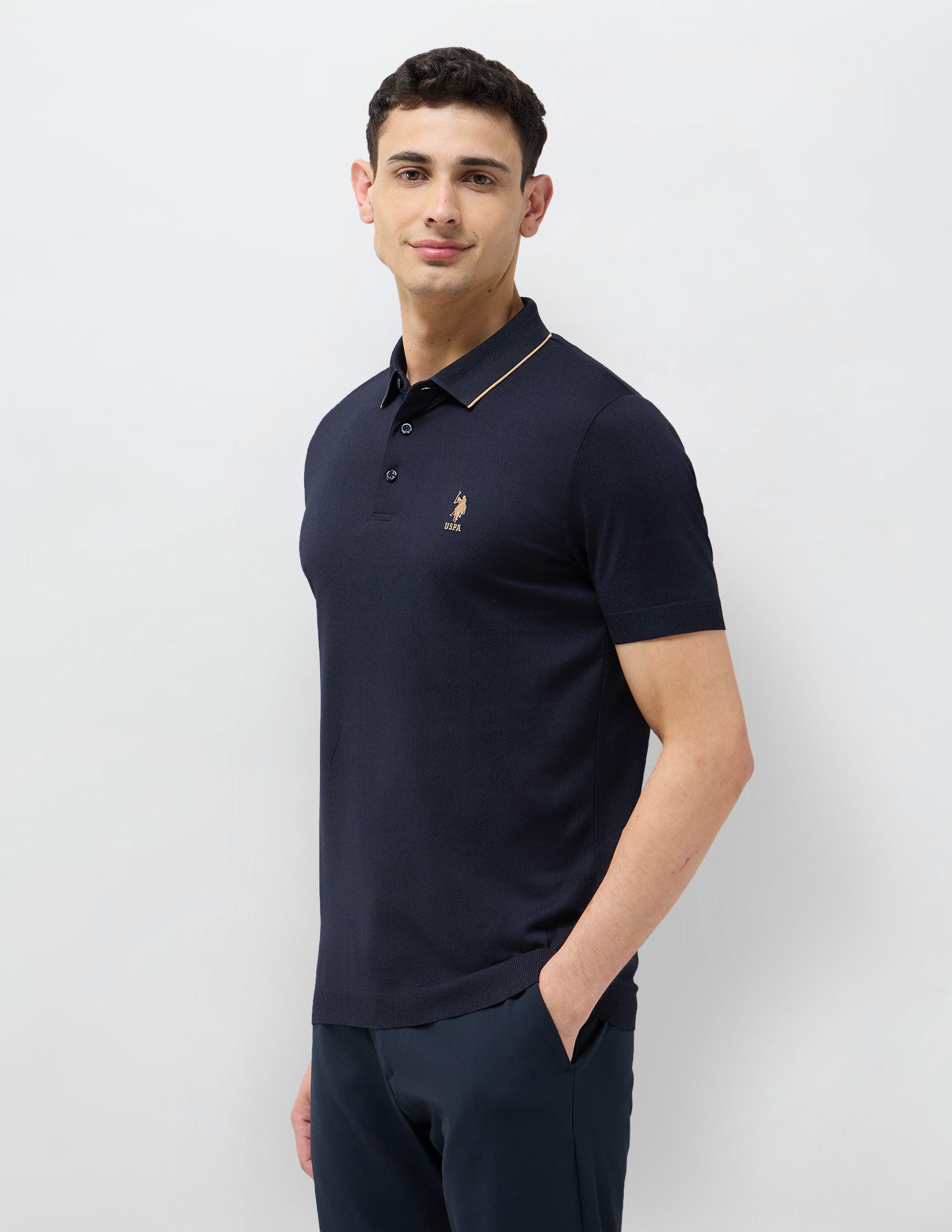 Solid Slim Fit Polo Shirt Navy - U.S. POLO ASSN. | Large