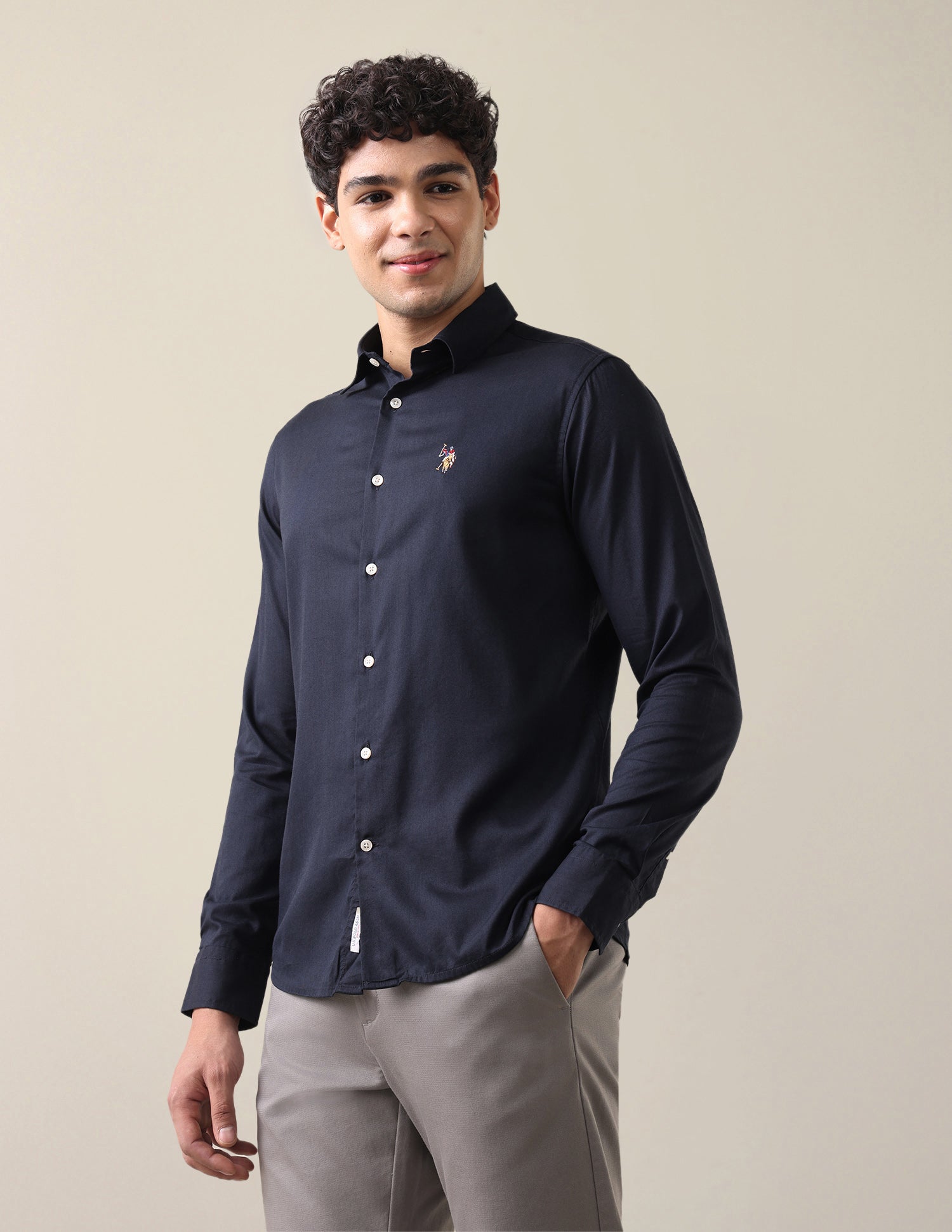 Twill Regular Fit Shirt Navy - U.S. Polo Assn. India | Large