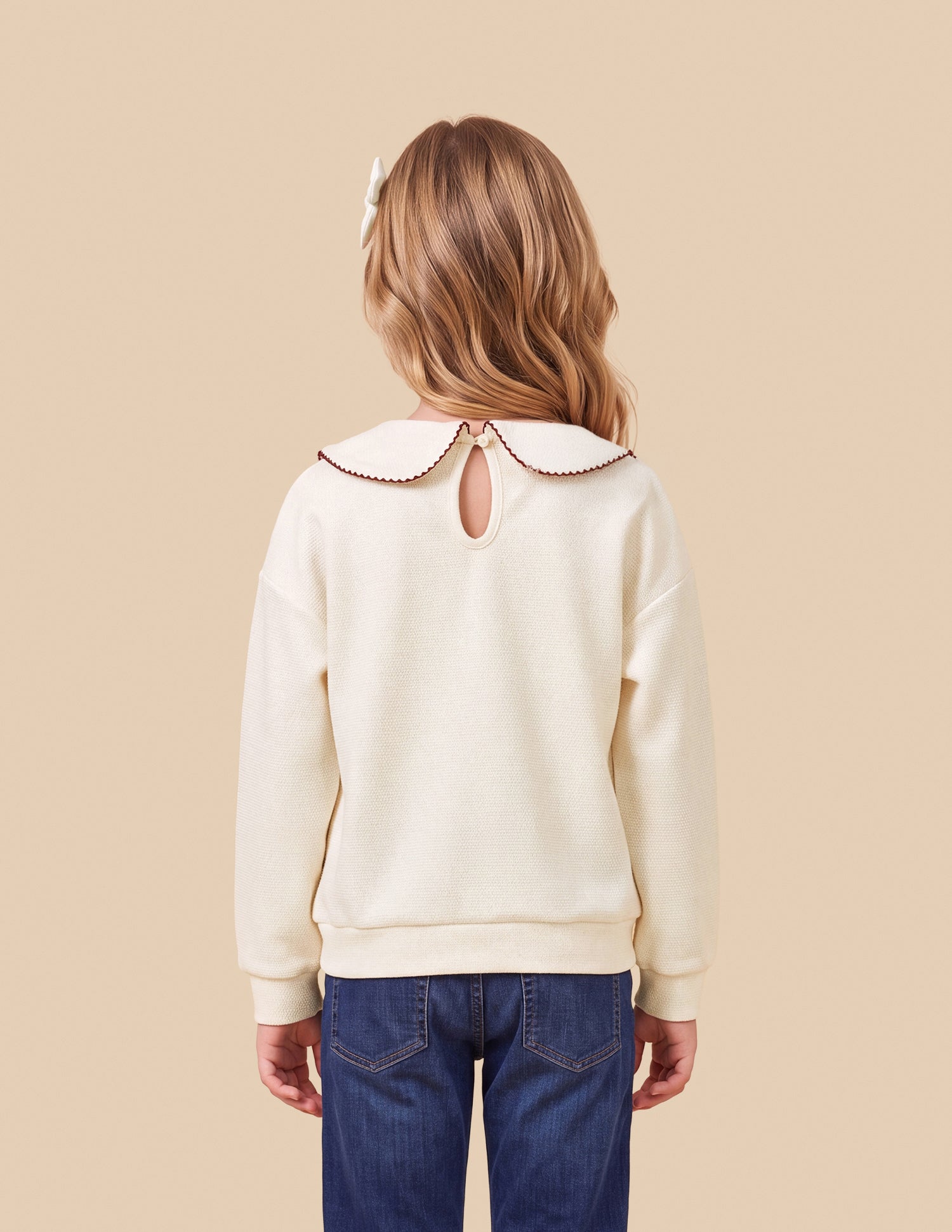 Brand Applique Relaxed Fit Sweatshirt Off White - U.S. Polo Assn. India | Large